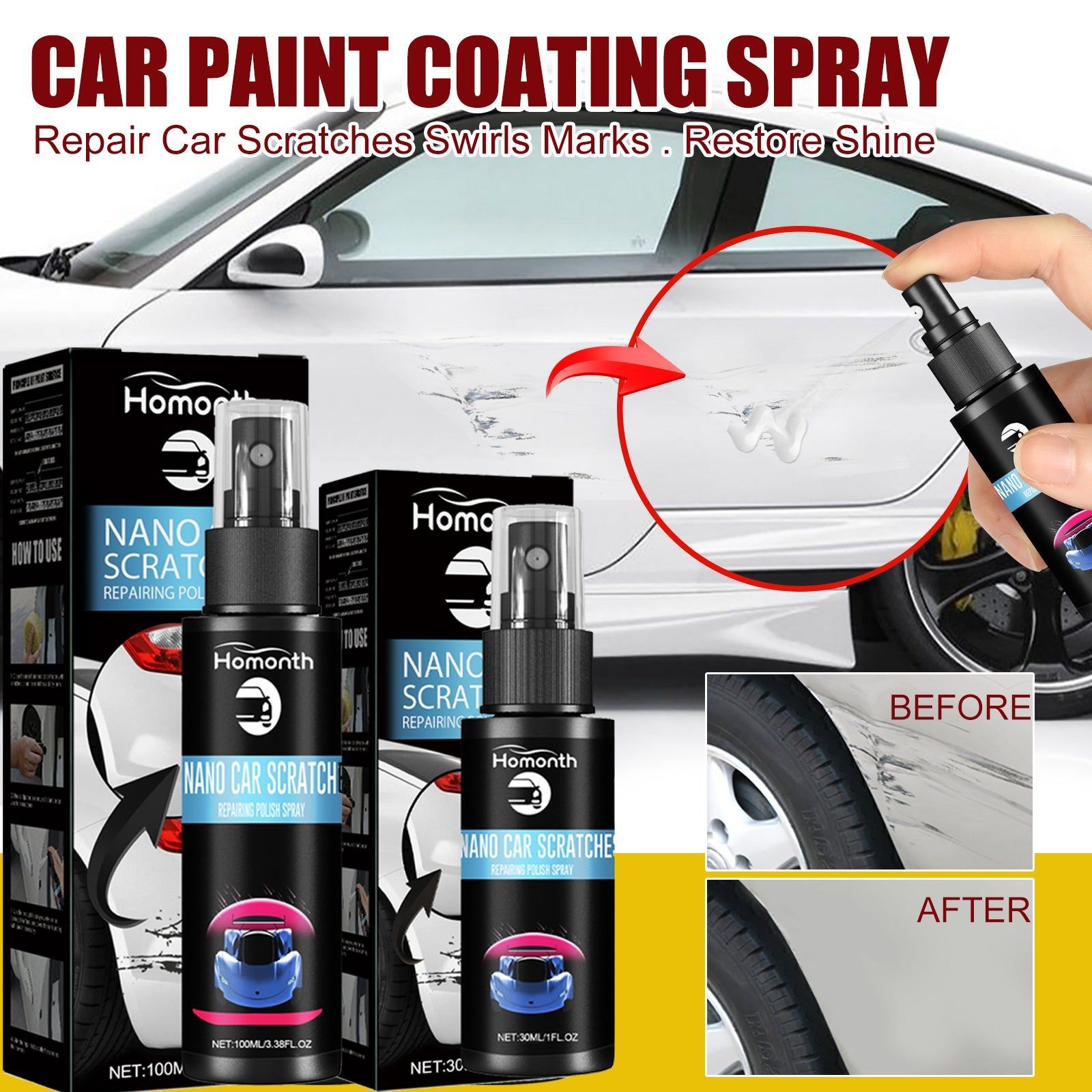 Car Scratch Repair Spray, Recondition & Clean Scratches, Easy & Fast Car Paint Touch Up ,30ml
