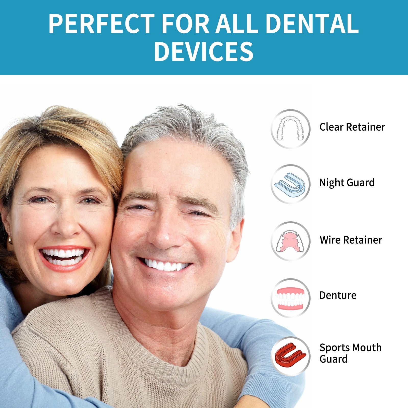 Denture Cleaner, Odor Removal, Sterilization, Fresh Breath, White Dentures ,30ml