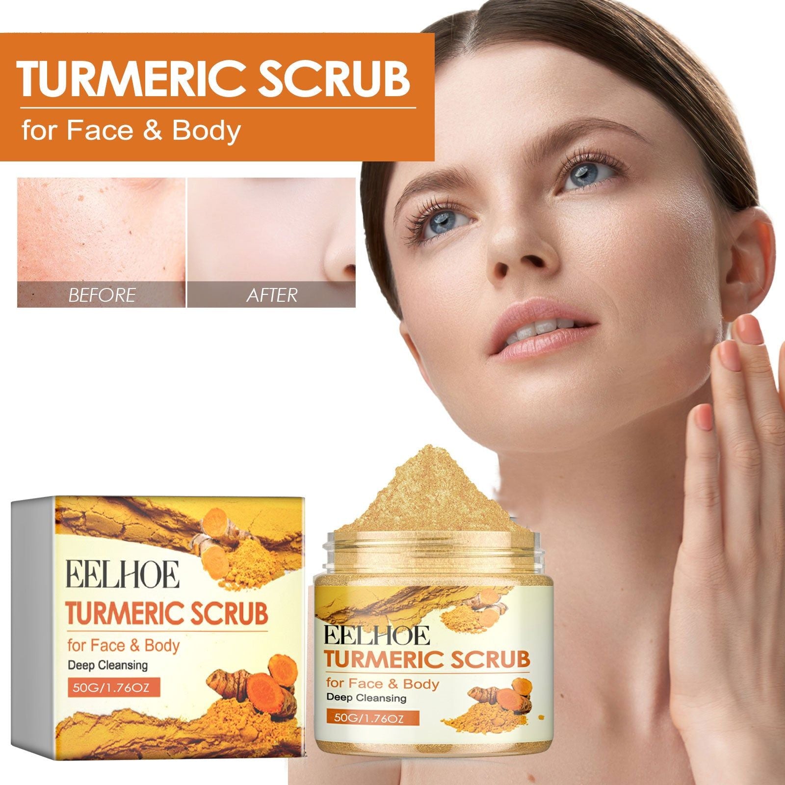 Turmeric Body Scrub for Deep Cleansing and Skin Brightening, Exfoliates and Repairs Chicken Skin ,50g