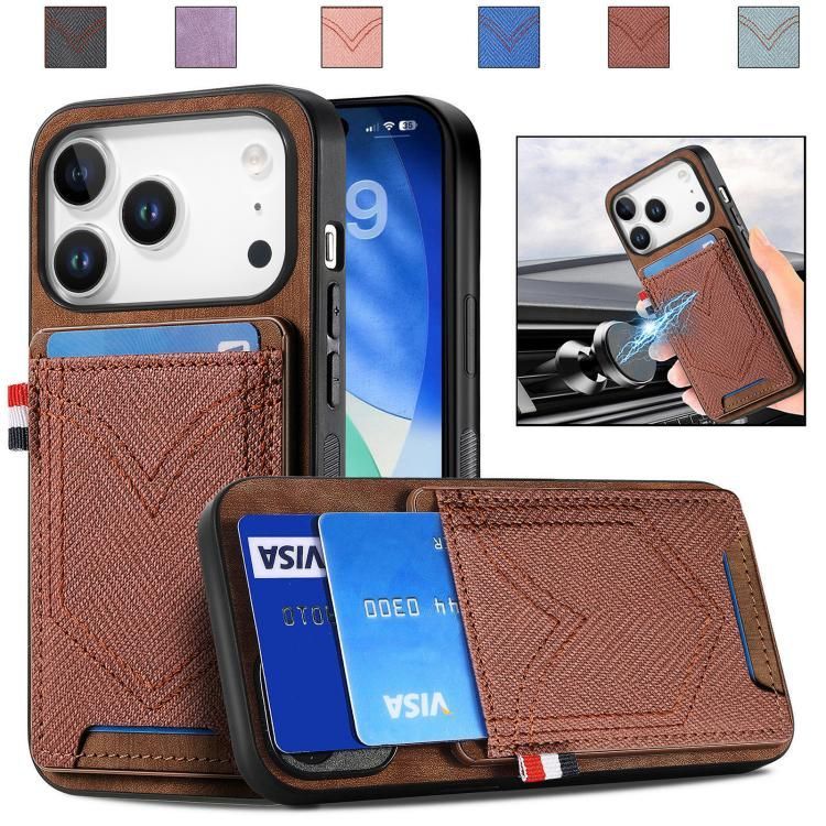 For iPhone 18 Pro Max / iPhone 17 Pro Max Denim Texture Leather Skin Phone Case with Card Slot
