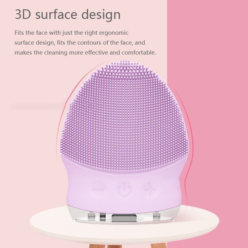 Electric Facial Cleansing Brush Silicone Sonic Vibration Face Scrubber Cleaner