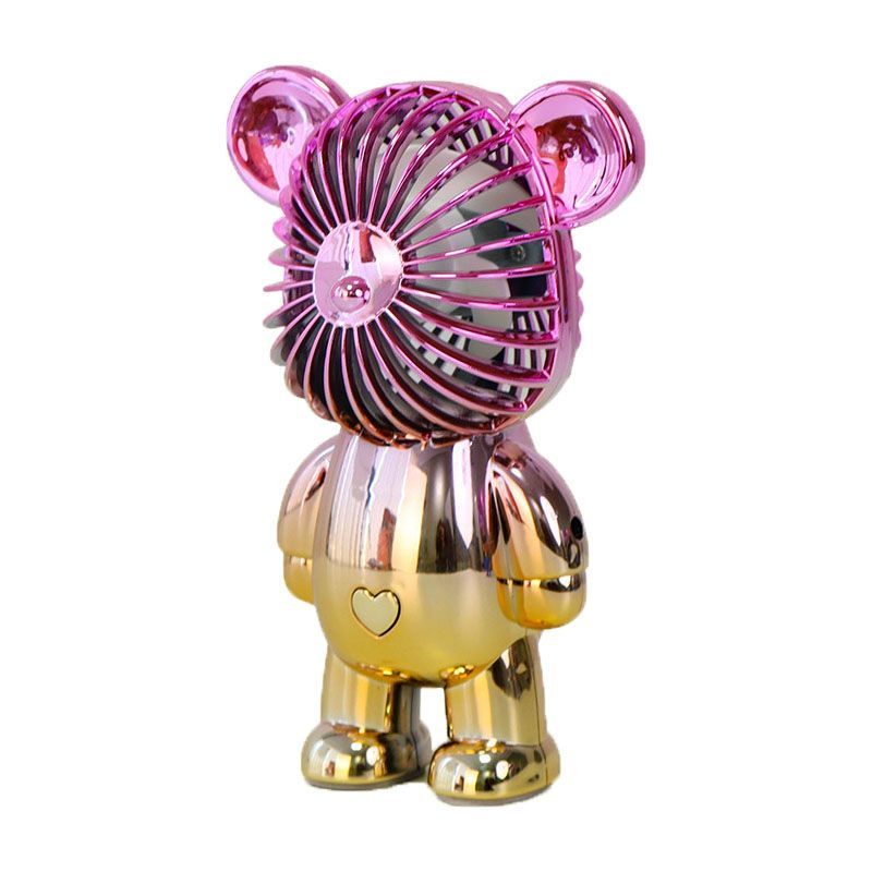 Colorful Bear Fan Gradient Electroplating Bear Electric Fan Portable Fan