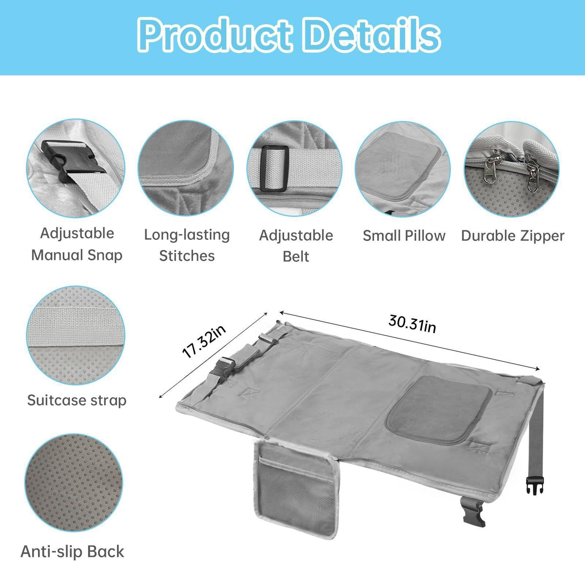 Toddler Airplane Travel Bed Airplane Seat Extender for Kids Portable Travel Bag