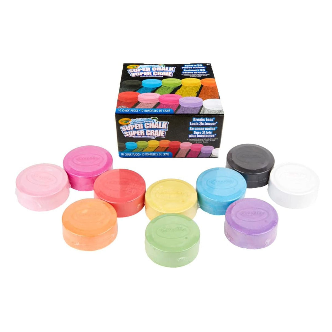 Crayola Washable Sidewalk SUPER CHALK Set, 10 Pieces