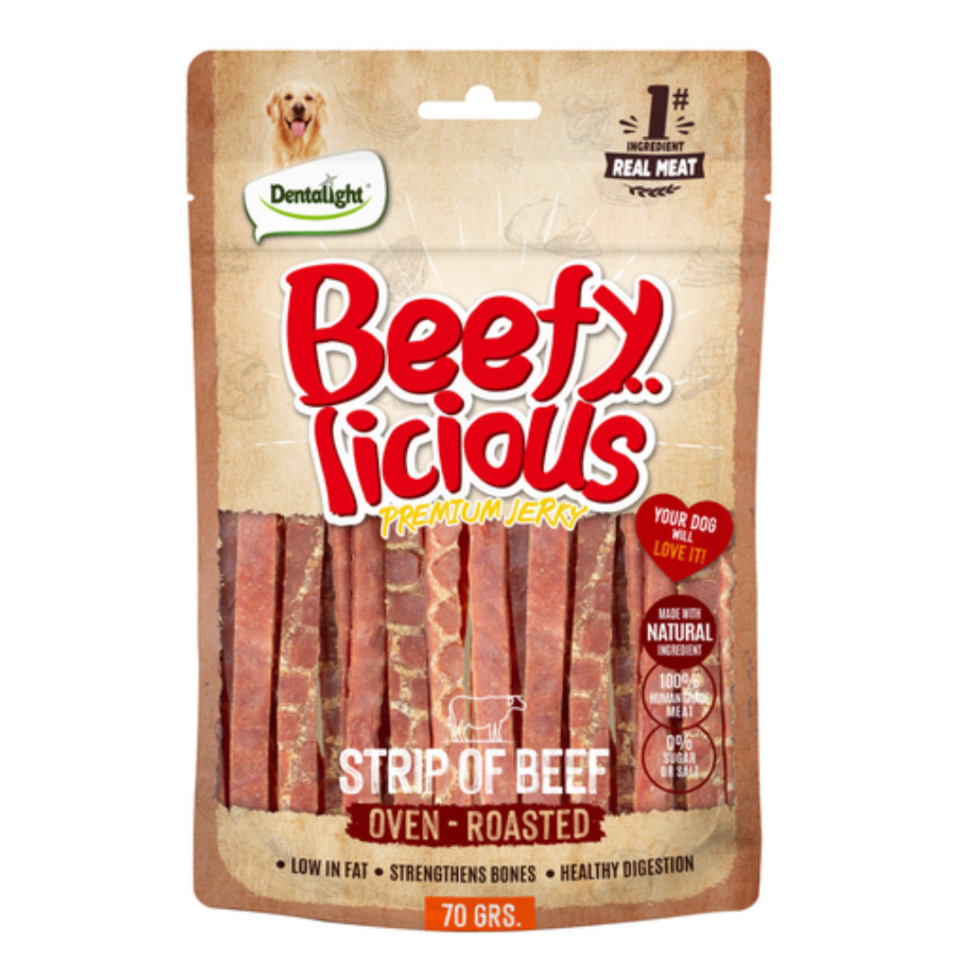 Dentalight Beefy Licious Jerky Treats For Dog, 70gm