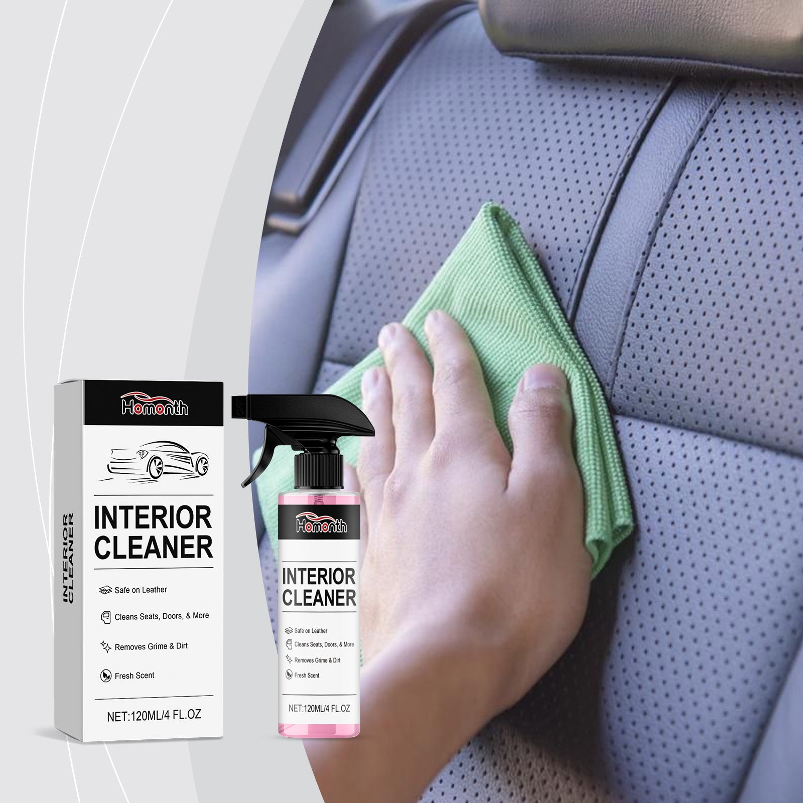 Car Interior Cleaning Spray, Deep Stain Removal, Fast Evaporation, Safe and Non-Irritating ,120ml