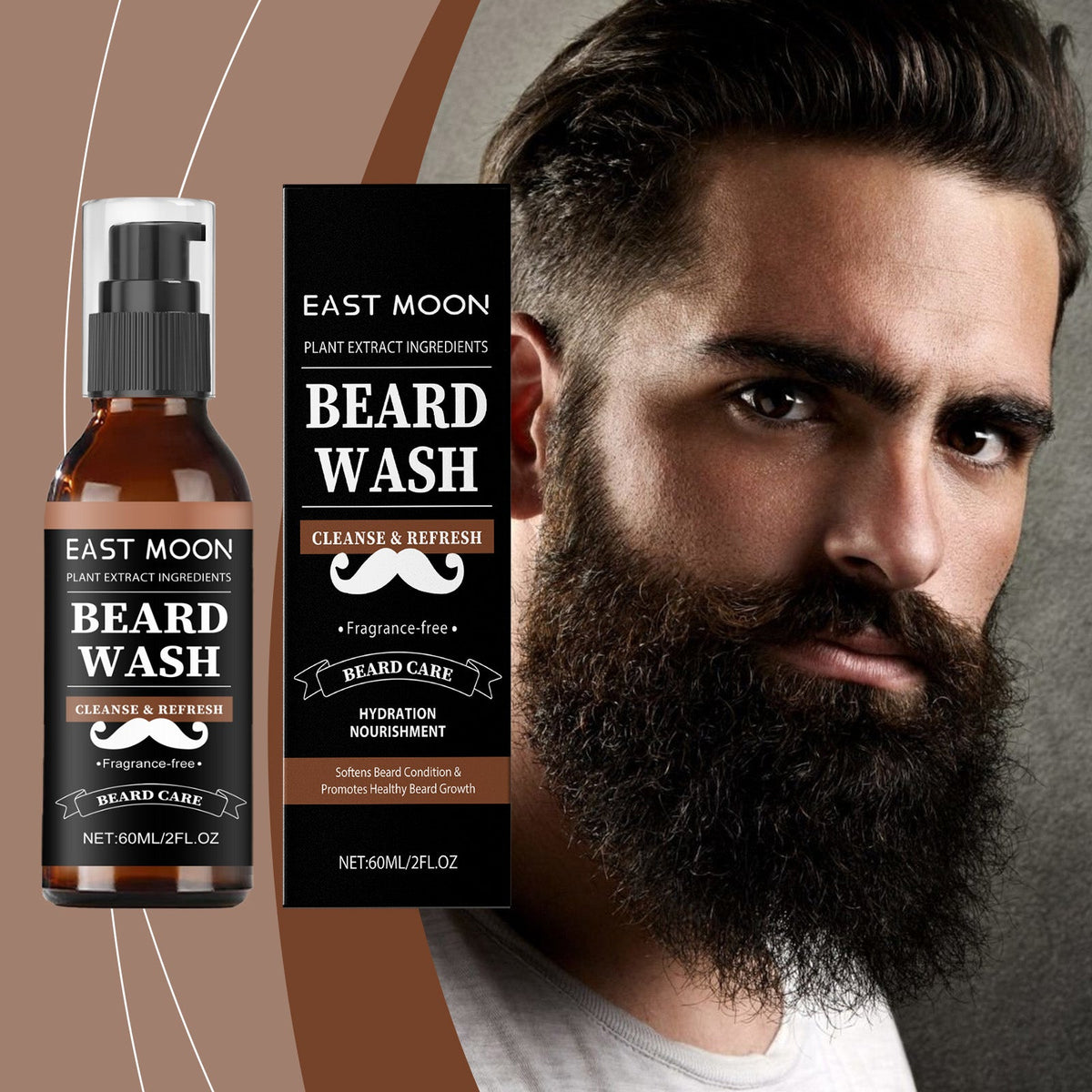 Gentle Beard Cleaning Wash for Thicker, Healthier Facial Hair, Nourishing & Deep Pore Cleansing ,60ml