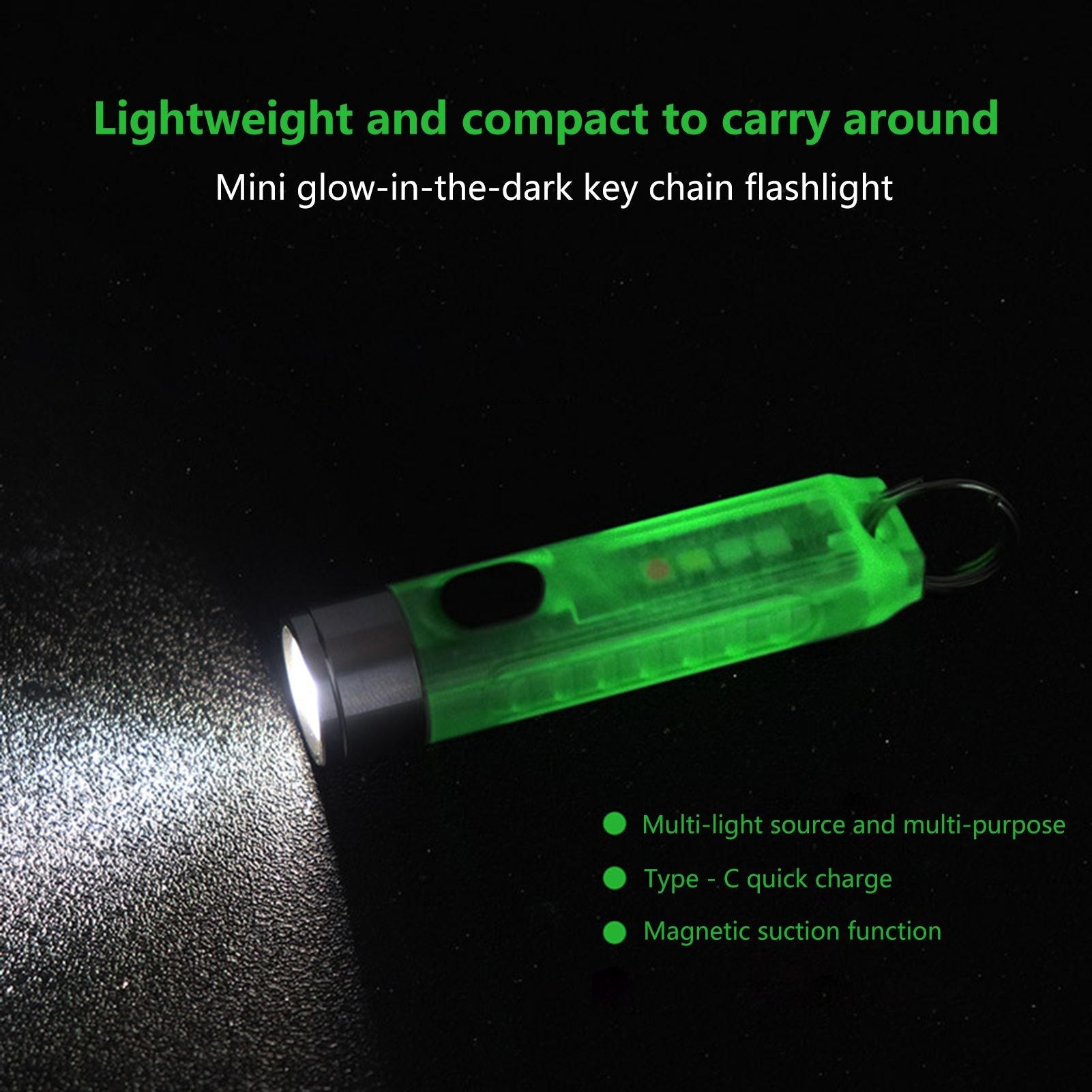 Mini Flashlight Keychain Waterproof LED Torch With Side Light For Hiking Outdoor