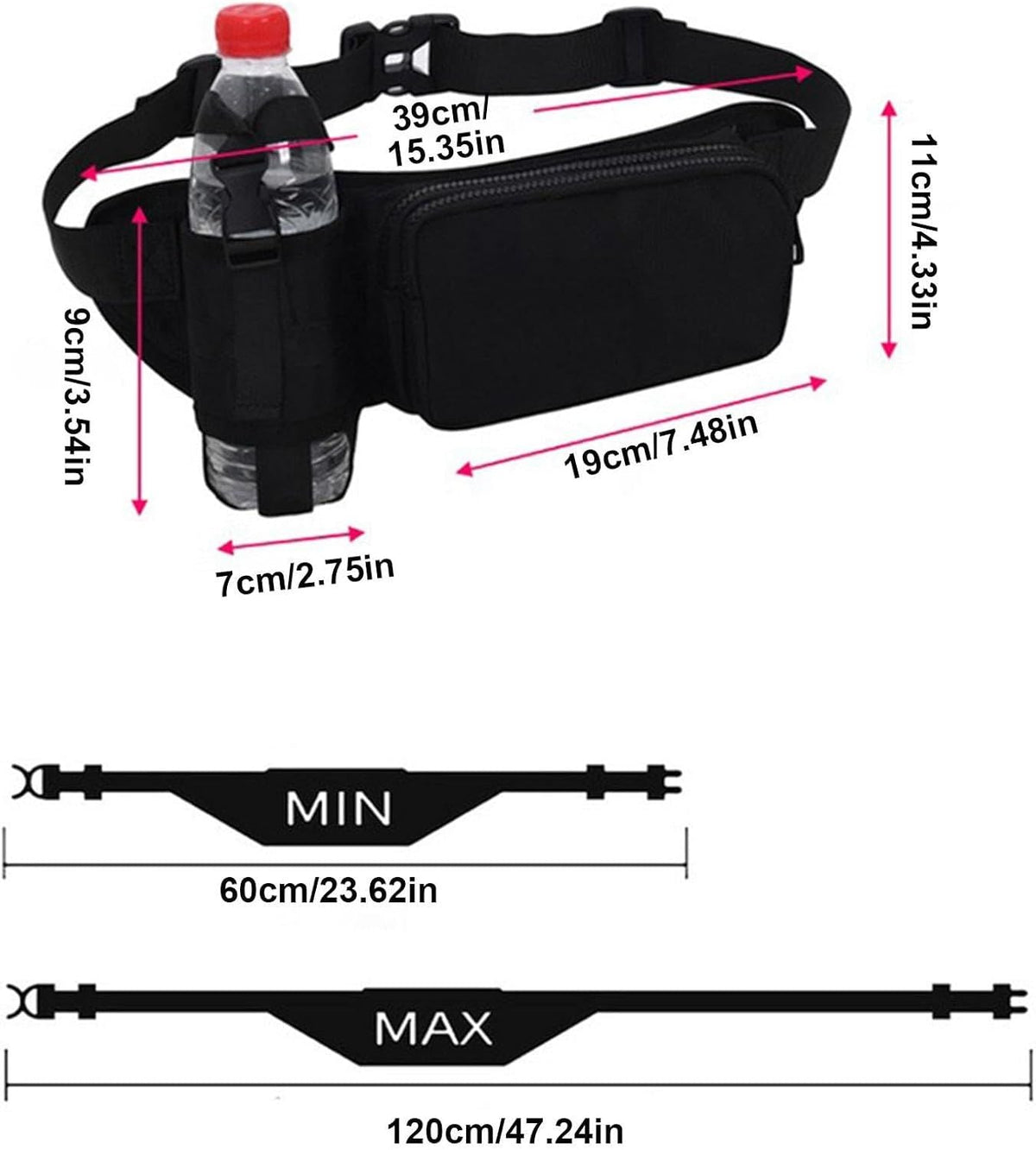 Sports Waist Bag Running Water Bottle Belt Breathable Fanny Pack with Water Bottle Holder