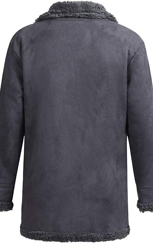 Winter Men Fleece Lapel Jacket Warm Thick Coat Casual Stand Collar Outwear