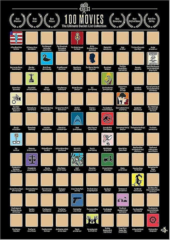 Poster Scratch Off The Top 100 Movies Bucket List Couple Gifts