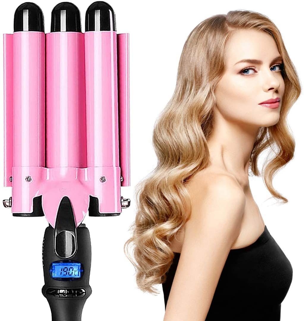 3 Barrel Hair Waver 25mm Curling Iron Wand Hair Crimper With LED Temperature Display