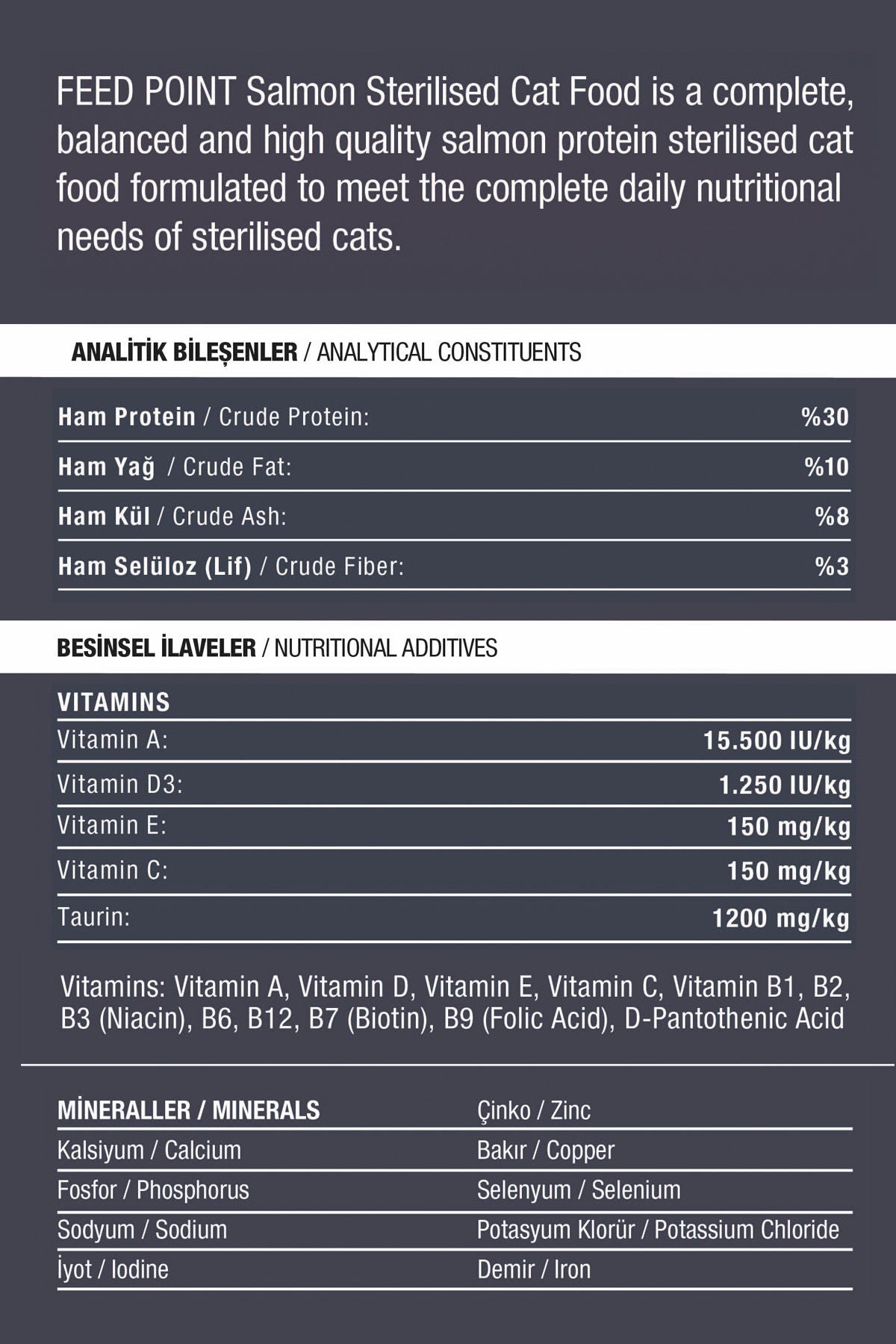 Feed Point Sterilised Adult Cat Food with Salmon & Rice, High Protein, Shiny Coat & Strong Immunity, 15kg