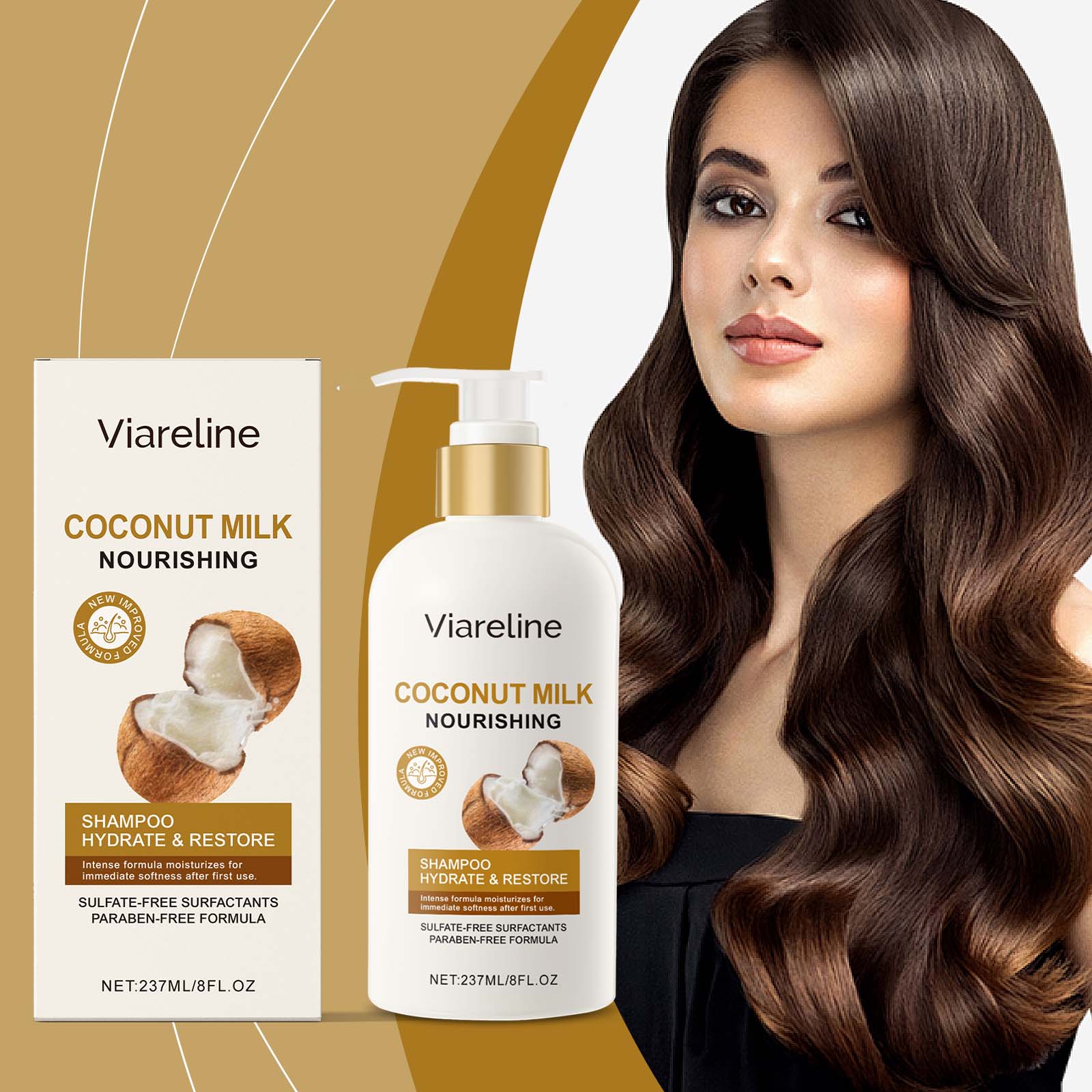 Coconut Milk Hair Care, Hydrating, Voluminous, Gentle Shampoo for Healthy Hair ,237ml