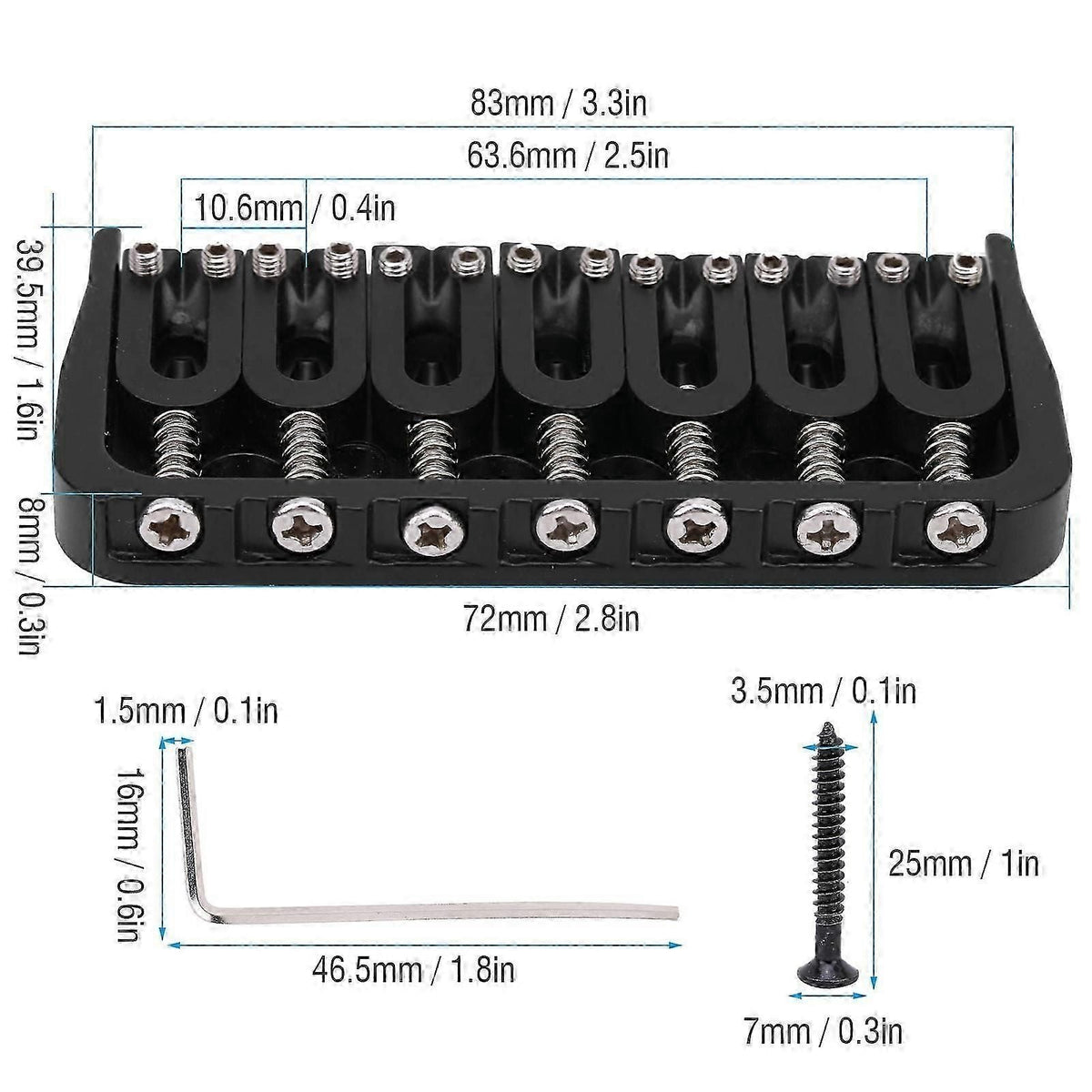 Electric Guitar Bridge 7 Strings Ga891 Fixed Musical Accessories Black Zinc Alloy