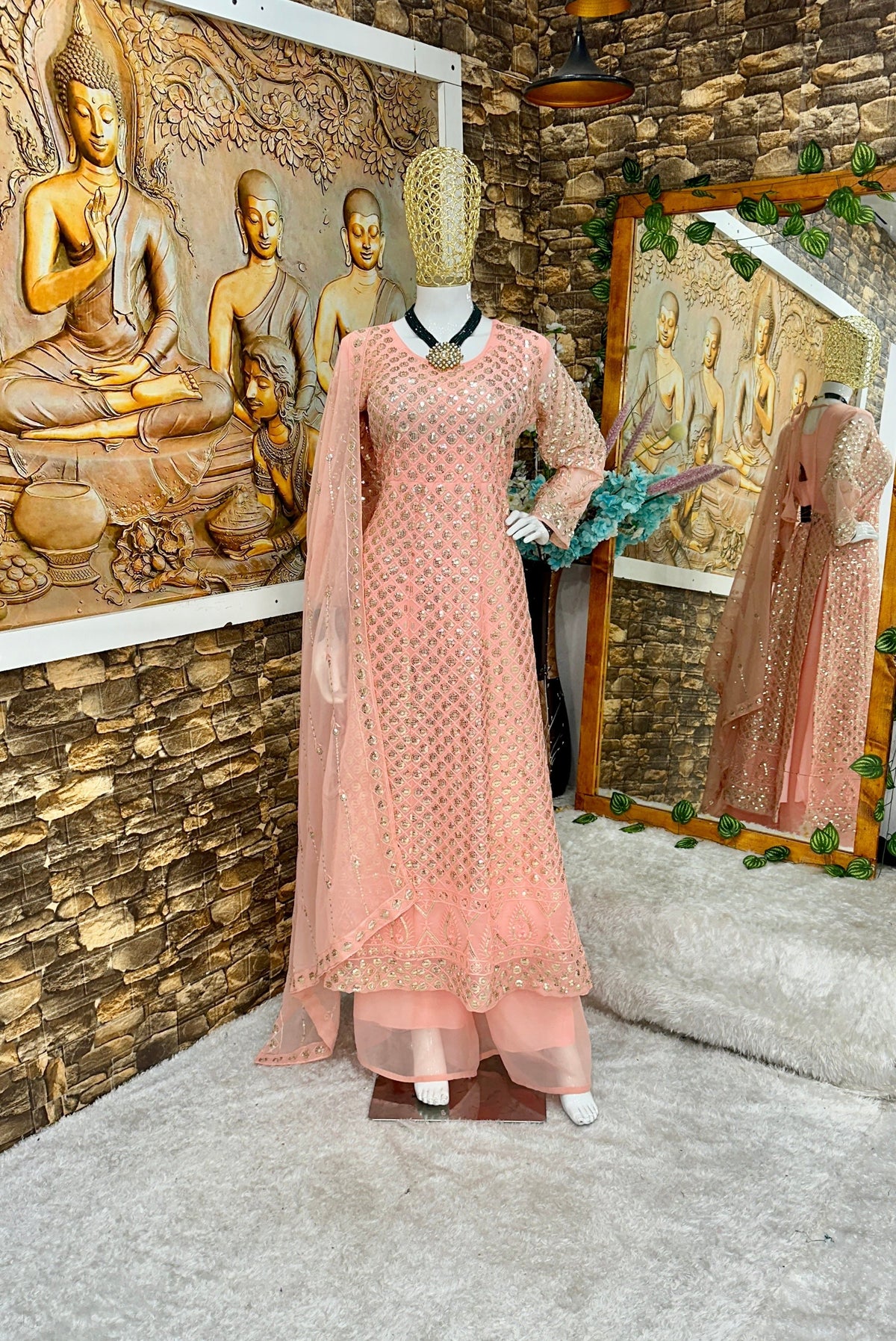 Fab Zone Designer Party Wear Look Nayra Kurti With Plazzo And Dupatta