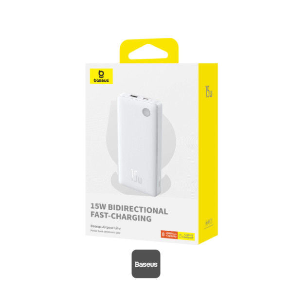 Baseus AirPow Lite 10000mAh 15W Power Bank, White