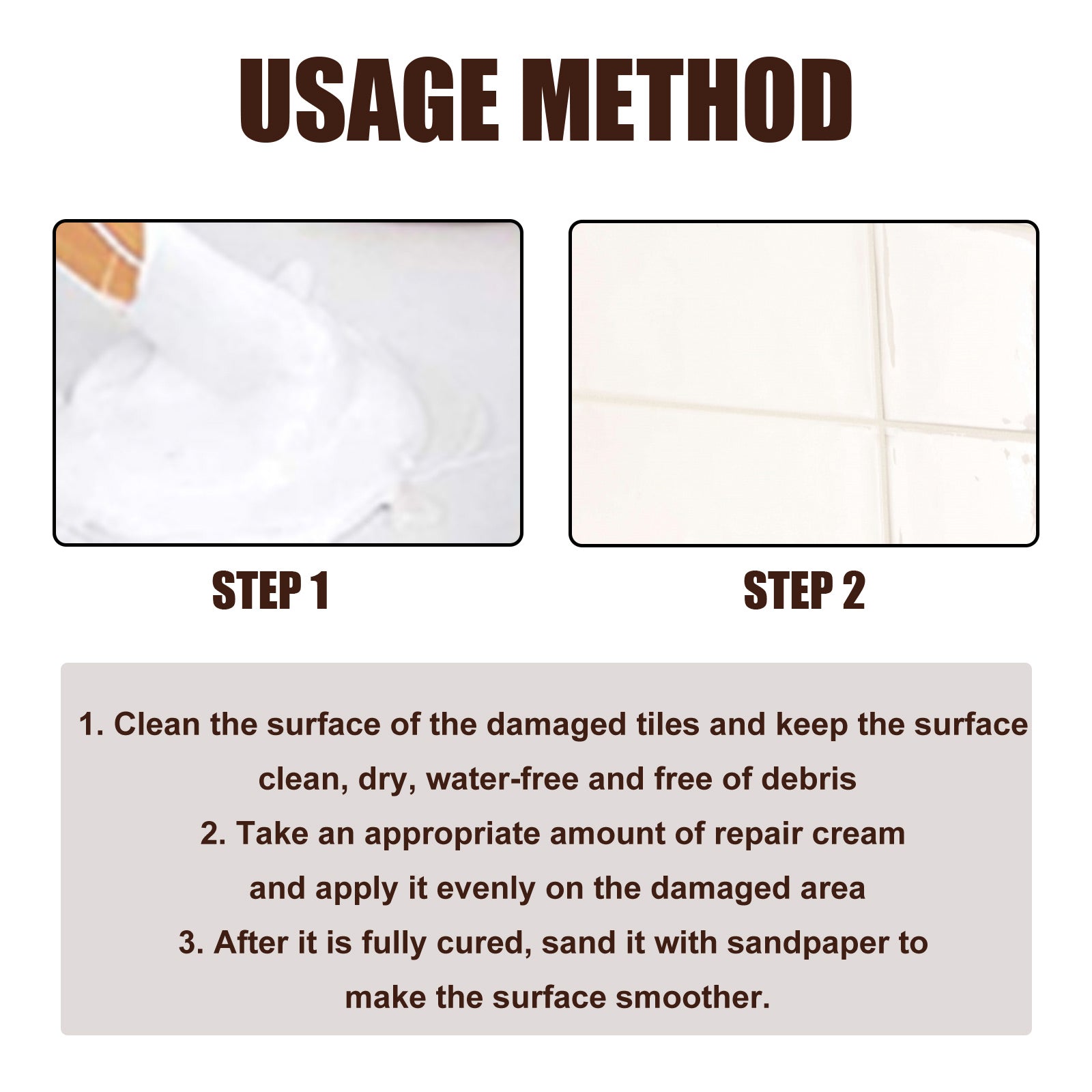 Ceramic Floor Tile Repair Paste, Crack Fix, Waterproof, Easy DIY Tile Repair ,100ml
