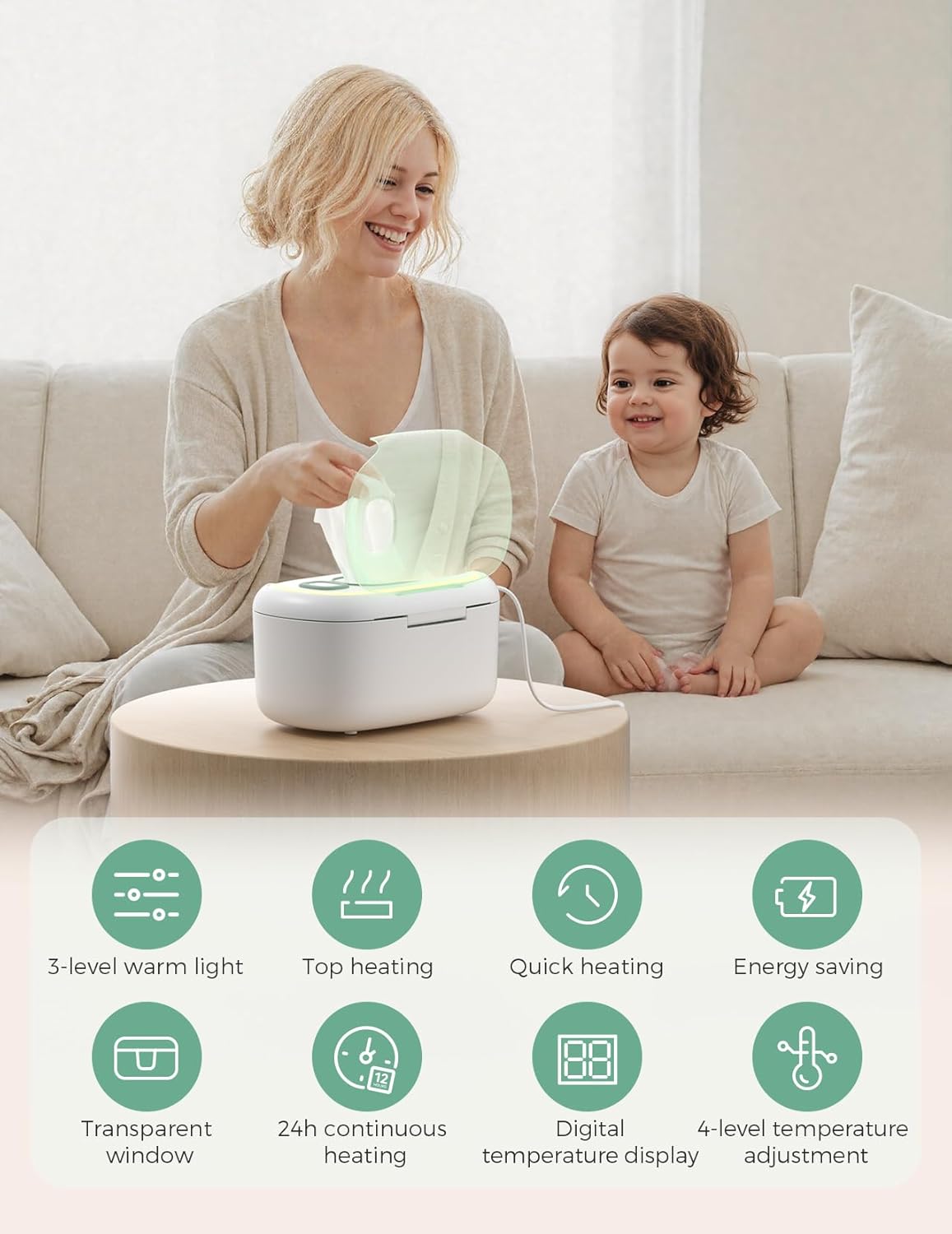 Momcozy Baby Wipe Warmer with Night Light & Digital Display