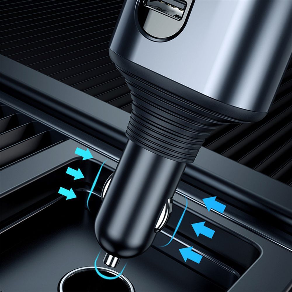 4 In 1 Car Charger Car Cigarette Splitter Fast Charger With LED Voltage Display