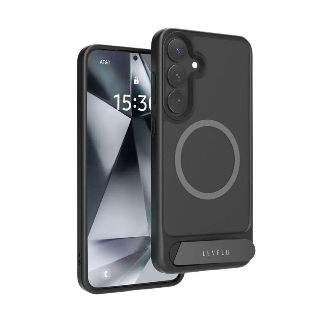 Levelo Matteo with Bottom Stand Grip Case For Samsung S25 Plus & S25 Ultra