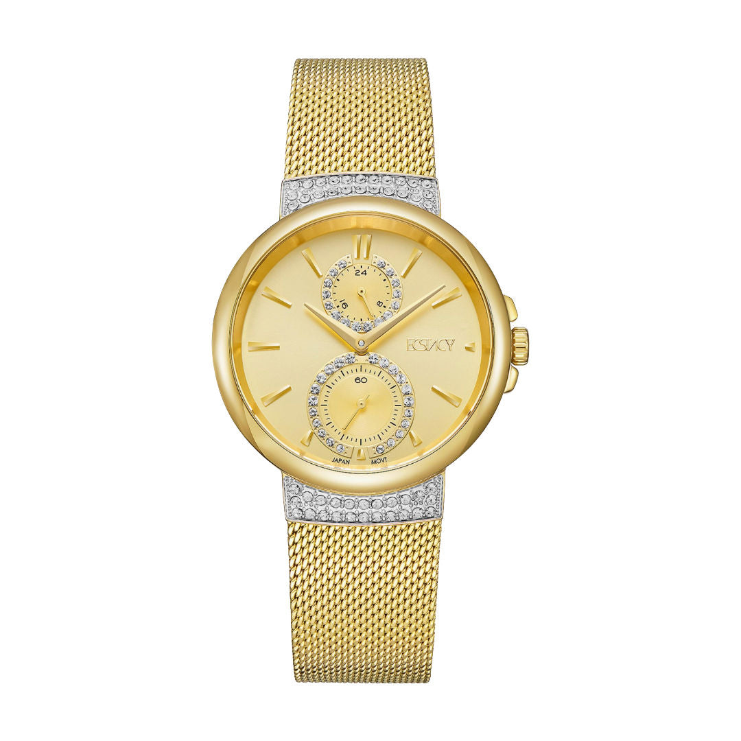 Ecstacy Women's Analog Multifunction Watch with Stainless Steel Bracelet, E23603-GMGC Series