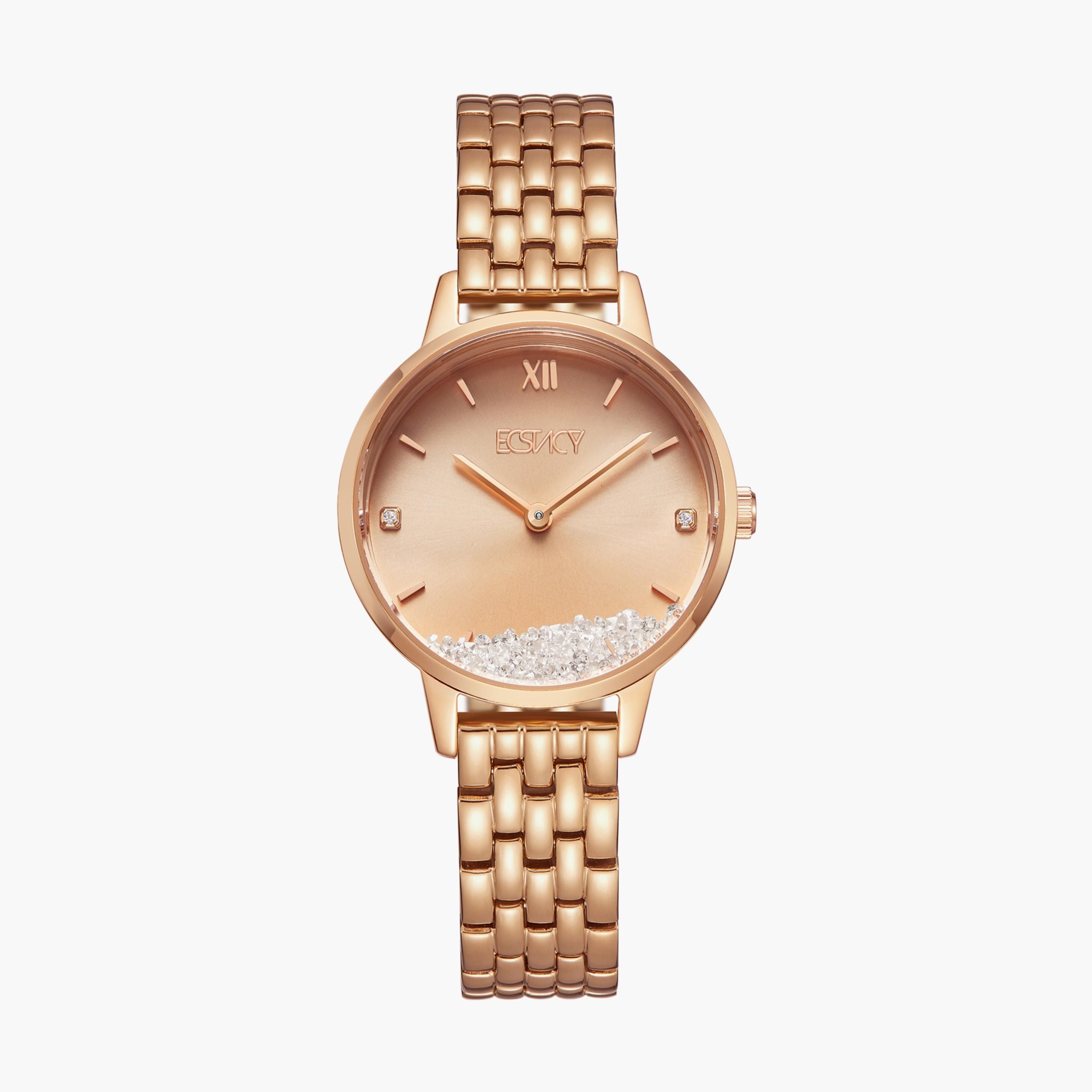 Ecstacy Women's Analog Rose Gold Dial Watch, E23505-RBKK Series