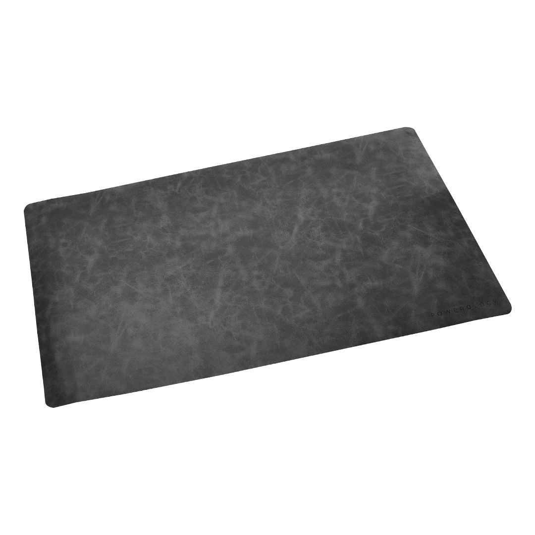 Powerology Vegan Leather Desk Pad, Desk Mat For Office & Home, Textured Gray