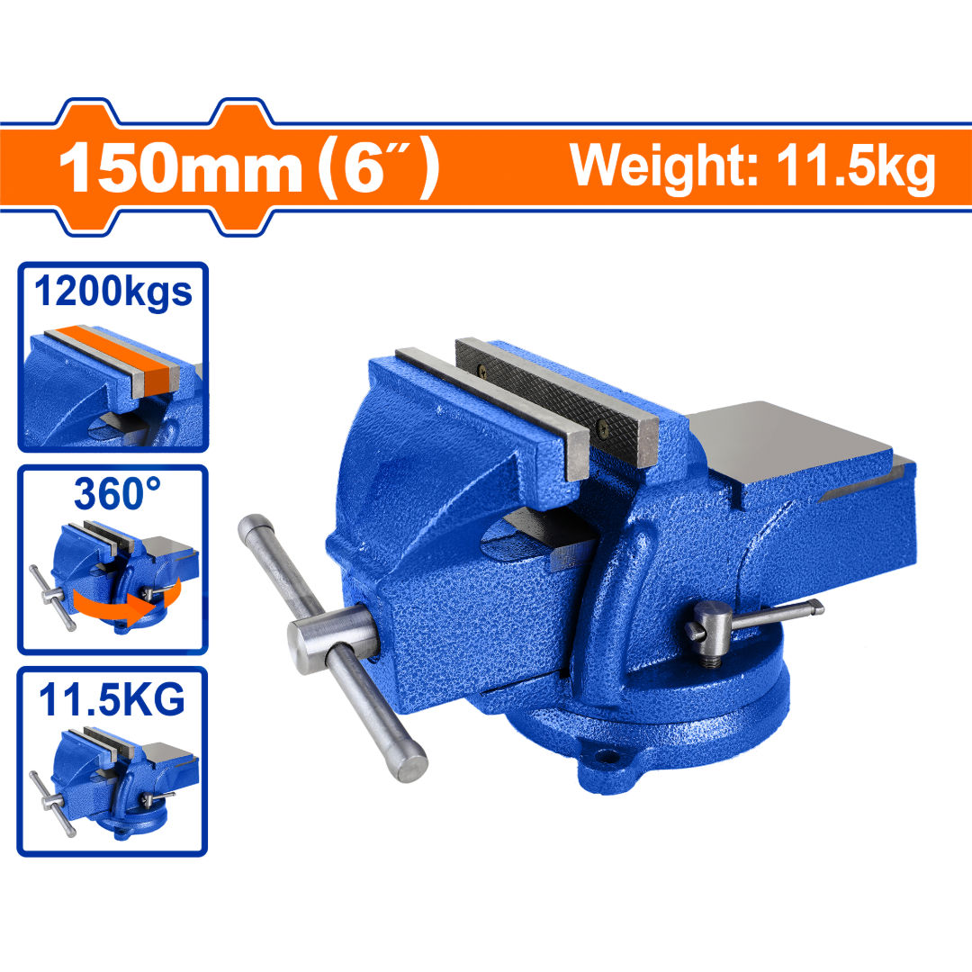 WADFOW Bench Vice with Swivel Base & Anvil, Heavy Duty Cast Iron