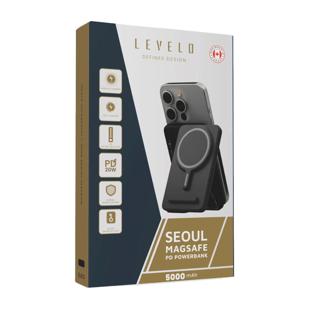 Levelo Seoul Magsafe 5000mAh Power Bank, Black