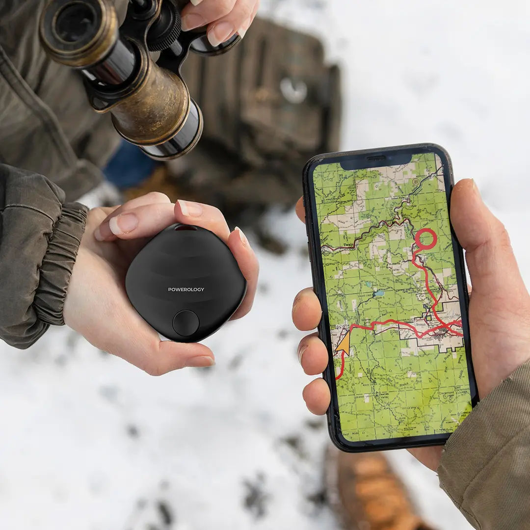 Powerology Smart Tag, Bluetooth V5.3, Apple Find My, Black