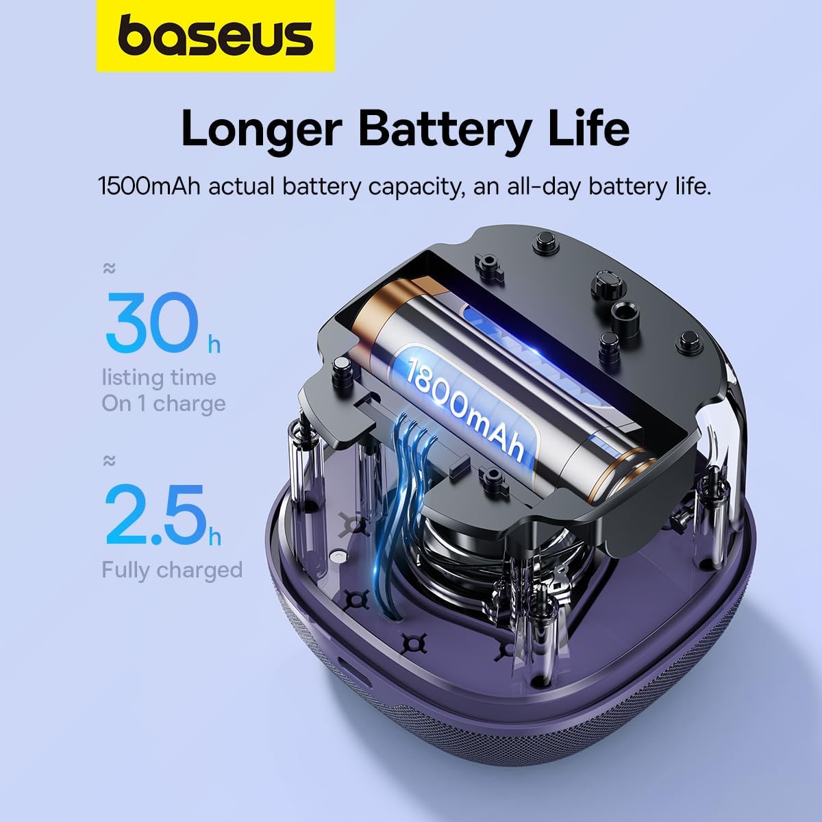 Baseus AeQur V2 Portable Bluetooth Speaker, Purple, 360 Sound
