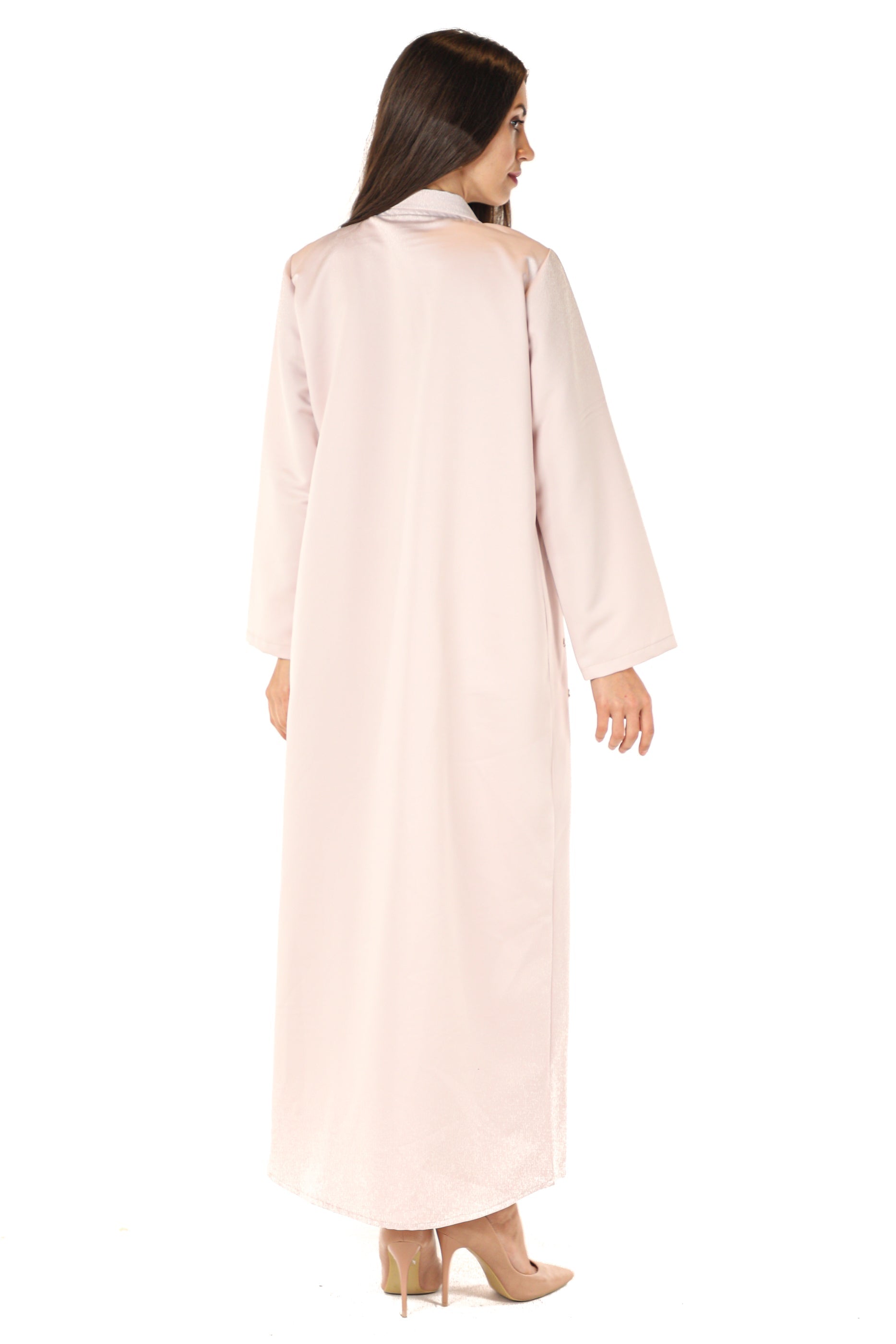 MOiSTREET Pink Abaya With Front Embellished Panel