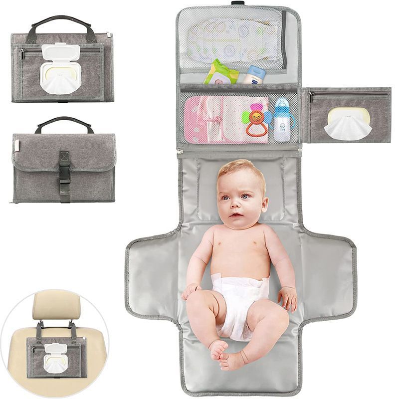 Portable Baby Diaper Changing Pad Washable Changing Mat Travel Bag