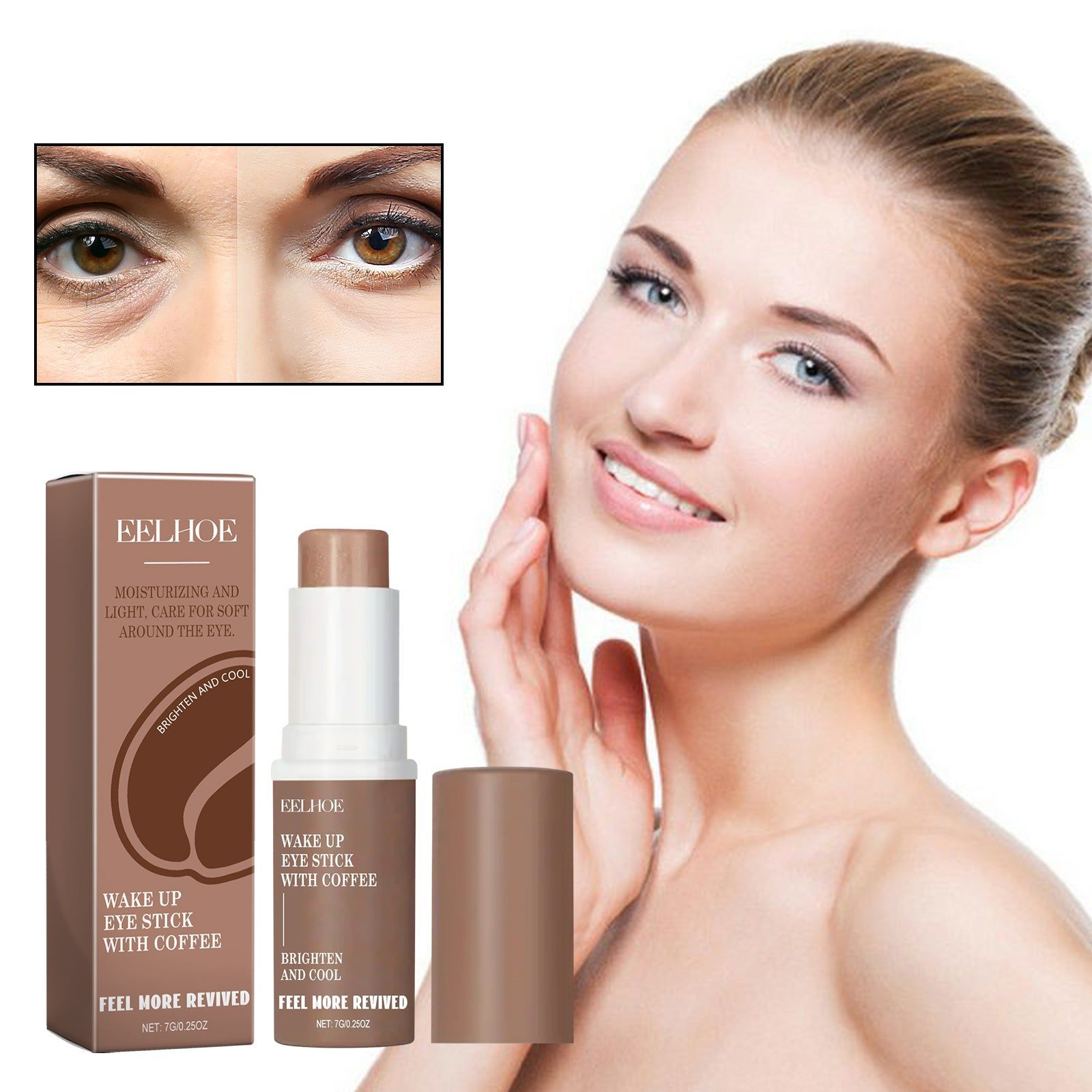 Hydrating Under Eye Balm Stick, Fights Puffiness, Dark Circles, Fine Lines, Youthful Skin ,7g