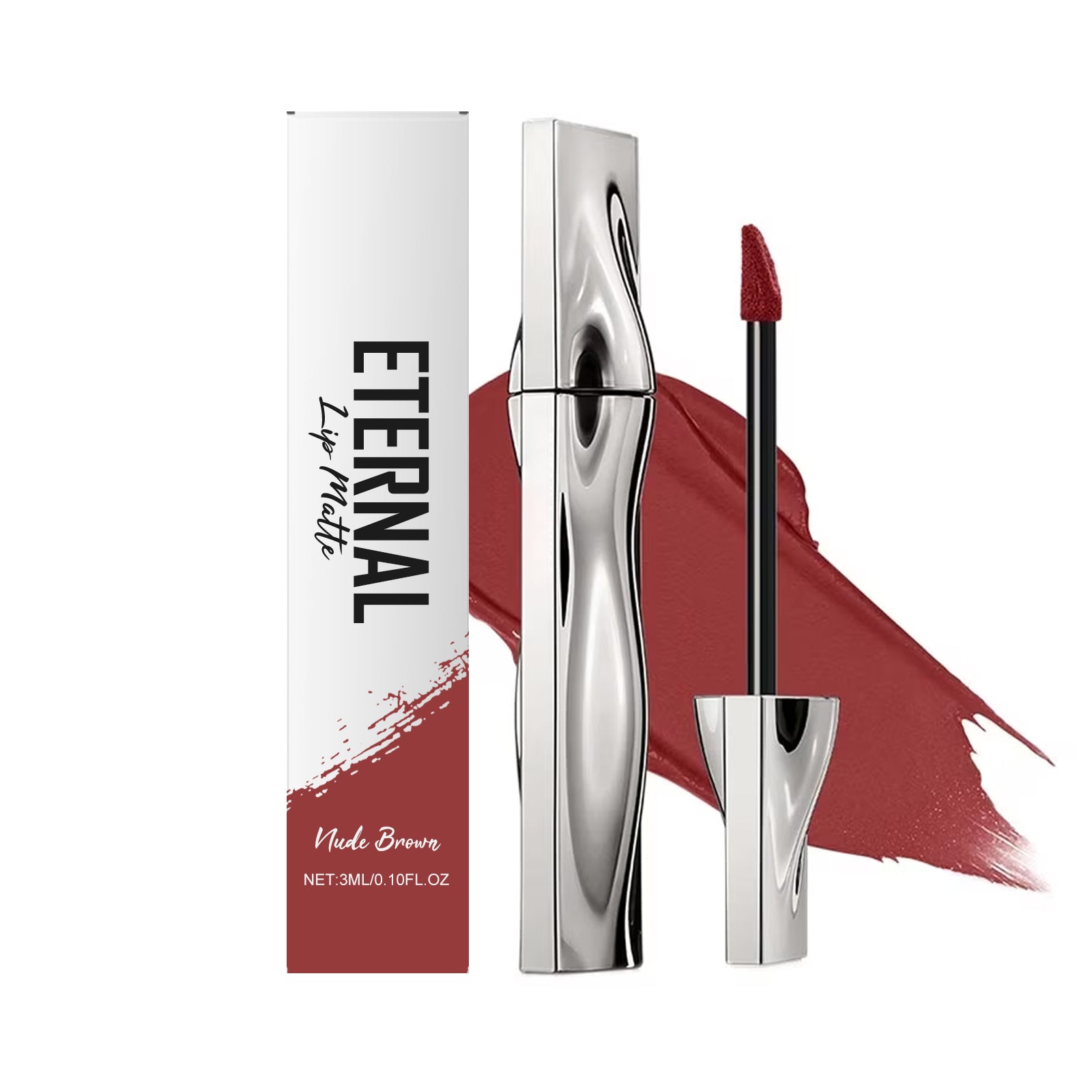 Moisturizing Matte Lip Gloss, Long-Lasting, Waterproof, Trendy Nude Brown Lip Makeup ,3ml