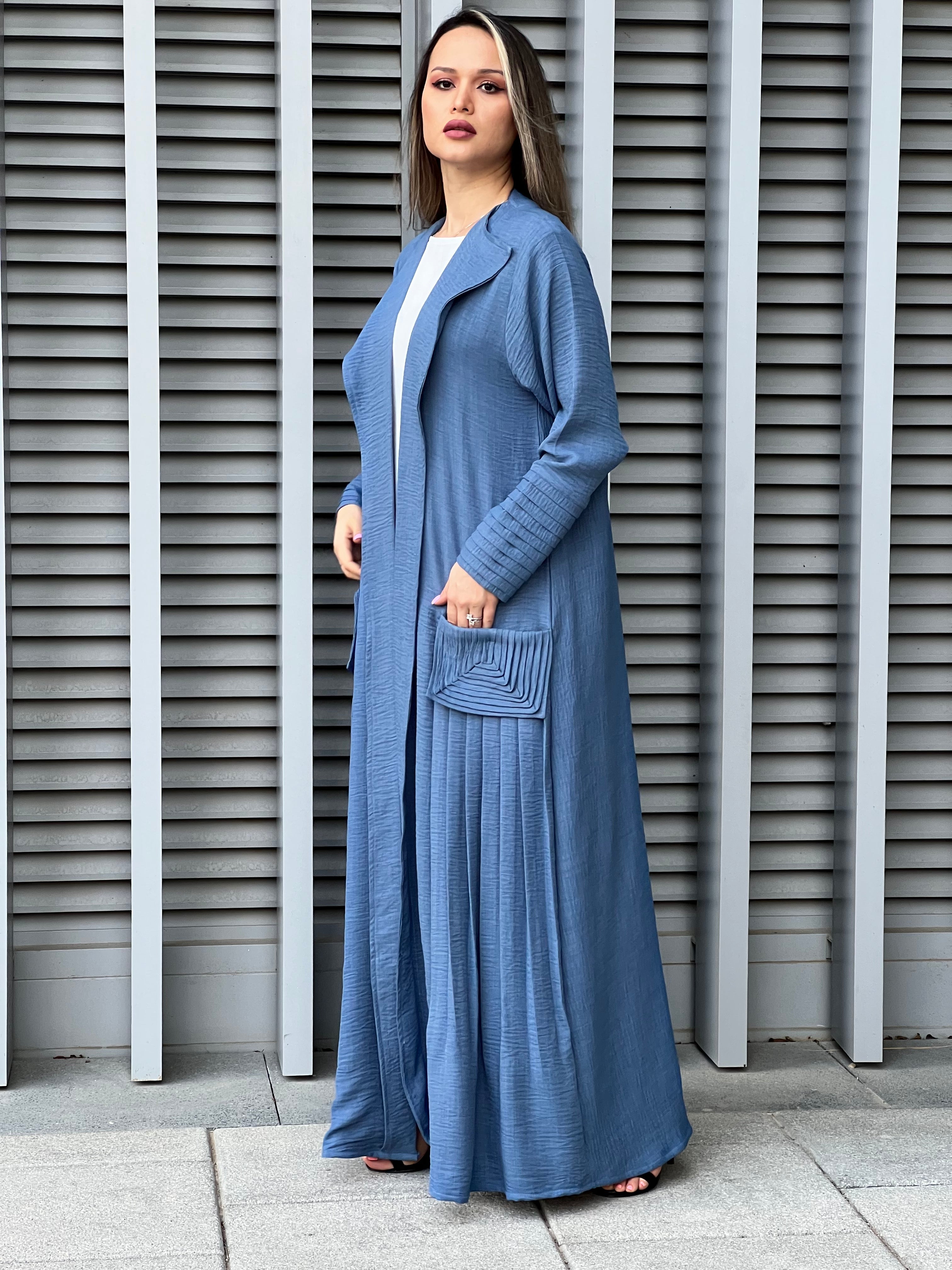 MOiSTREET Blue Louise Crepe Pocket Abaya