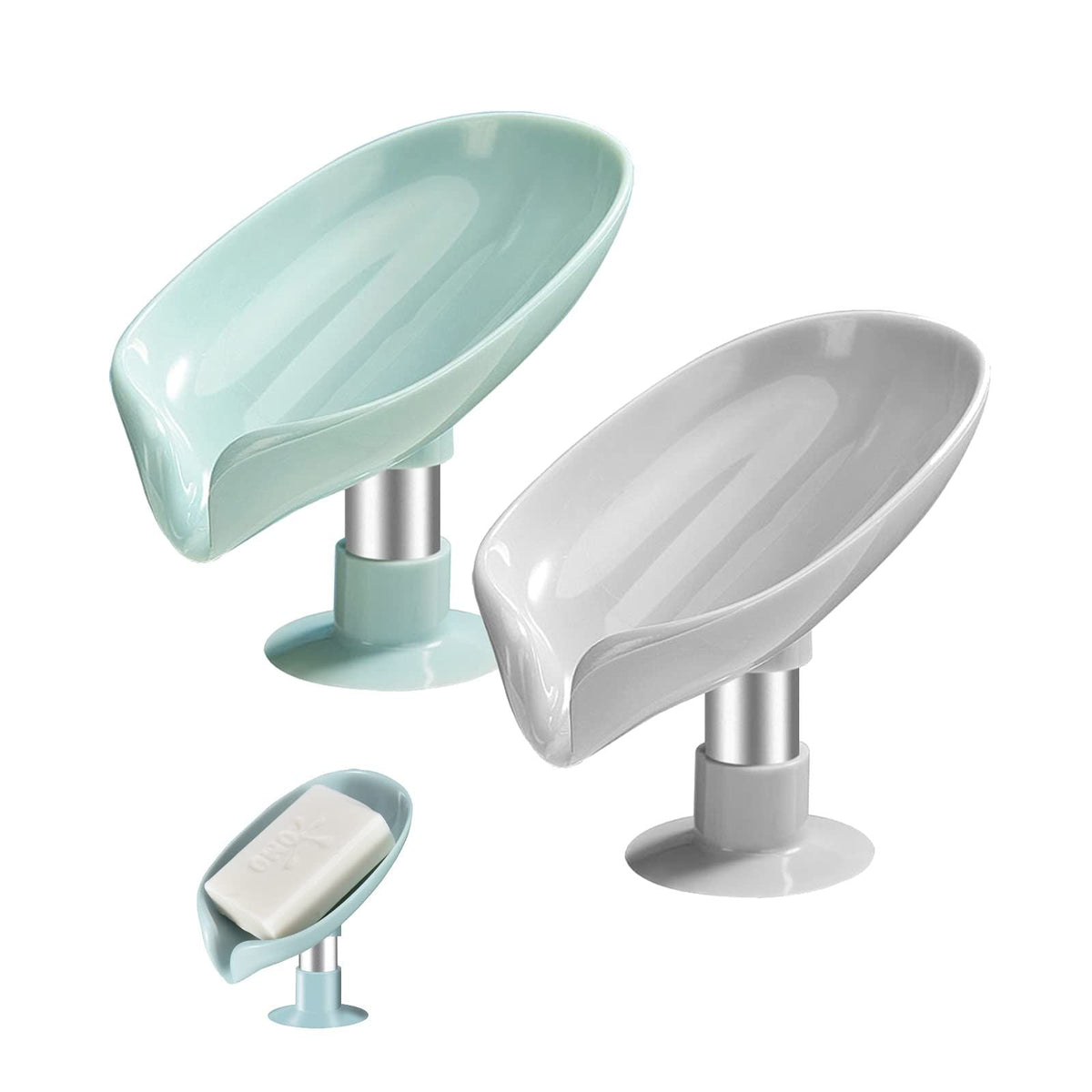 Bar Soap Holder Self Draining Soap Dish with Suction Cup Bathroom Soap Box Tray