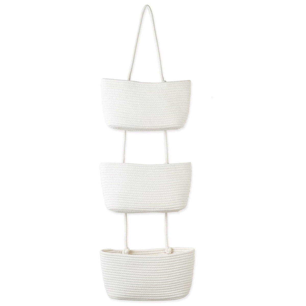3 Tier Door Hanging Basket Woven Cotton Wall Storage Bag Decorative Hanging Storage Basket