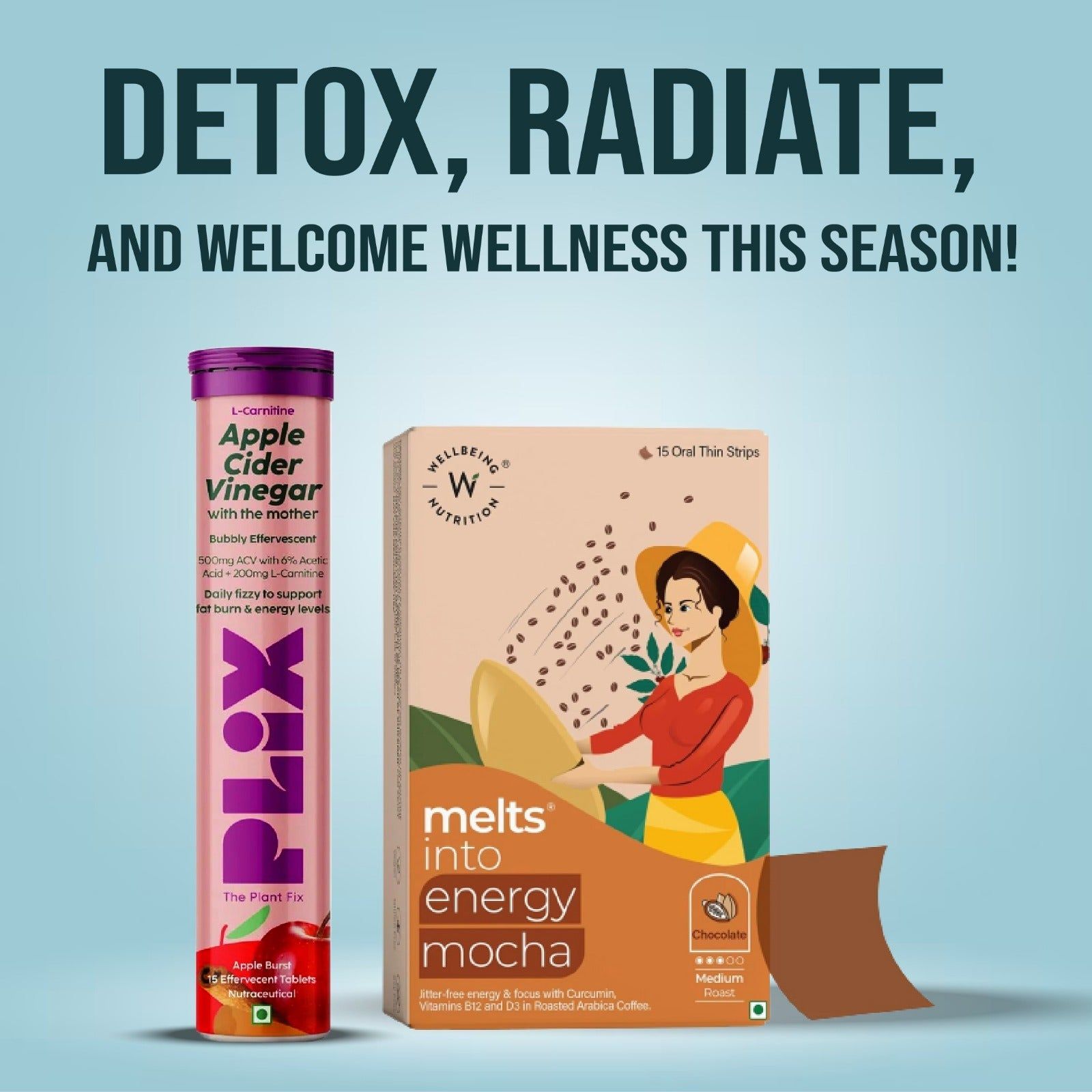 Plix Apple Cider Vinegar and melts into energy mocha combo pack XHAWI Plix Apple Cider Vinegar and melts into energy mocha combo pack XHAWI