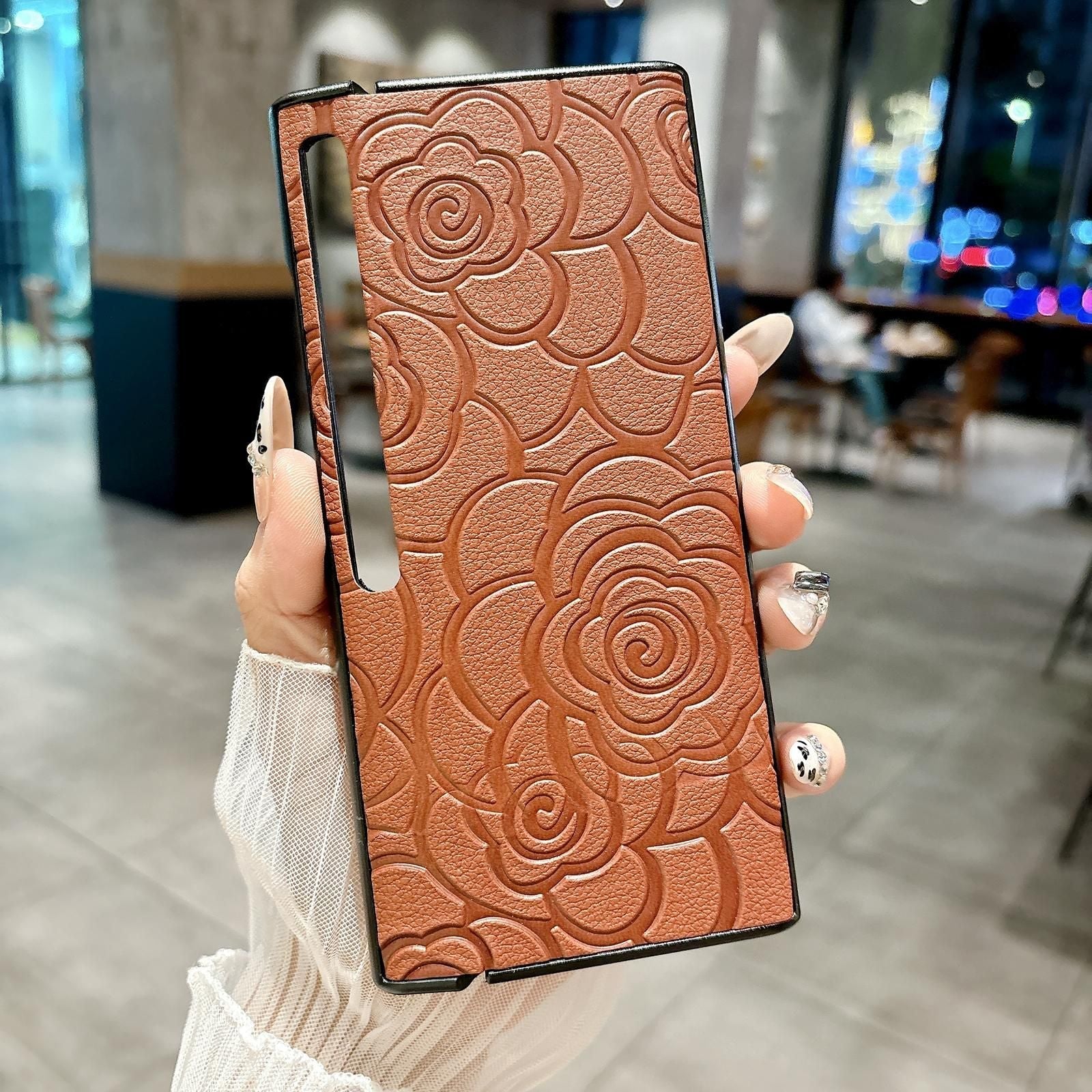 Camellia Pattern PU Case For Huawei Mate Xs 2