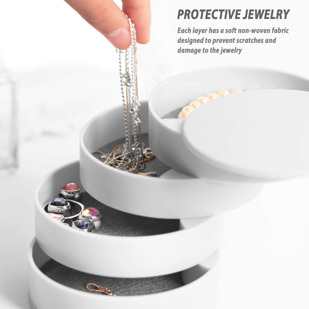 4 Layer Jewelry Organizer Box Jewelry Storage Case Earring Necklace Rings Holder