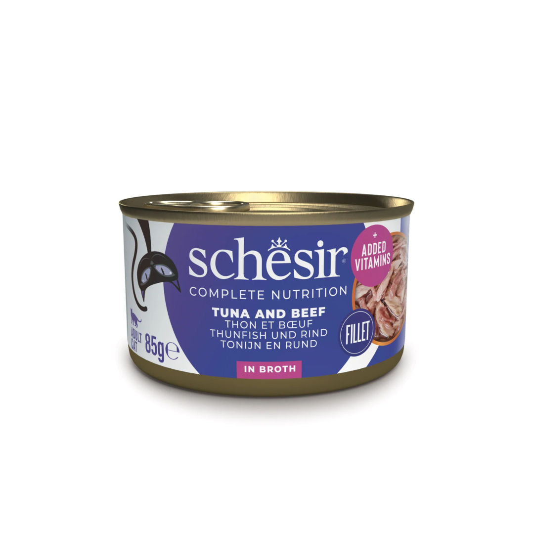 Schesir Complete & Balanced Nutrition Wet Cat Food in Broth Can, 85g