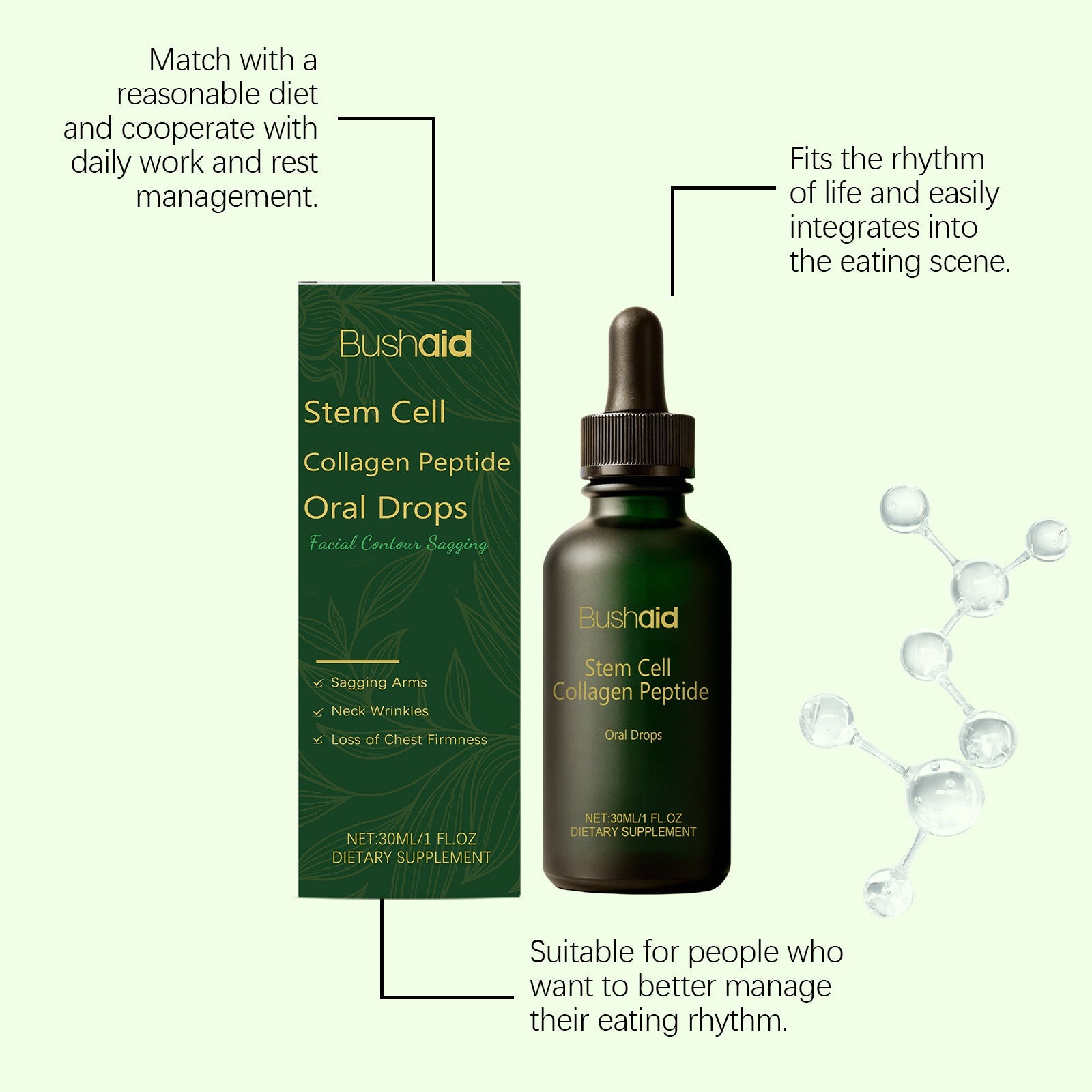 Boost Your Body Care with Collagen Peptide Drops, Promote Skin & Metabolism ,30ml