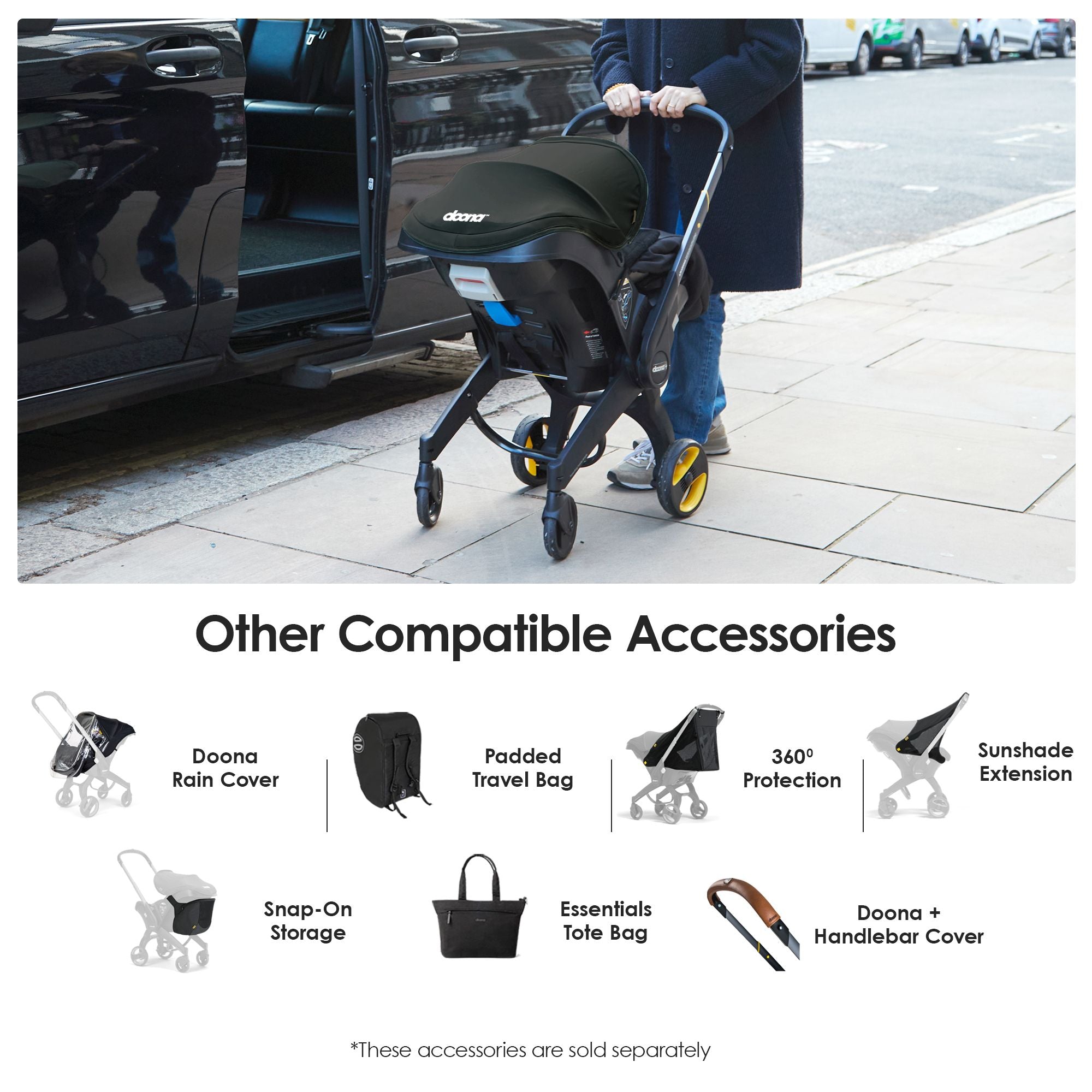 مقعد سيارة وعربة أطفال Doona+ - أسود نيترو
