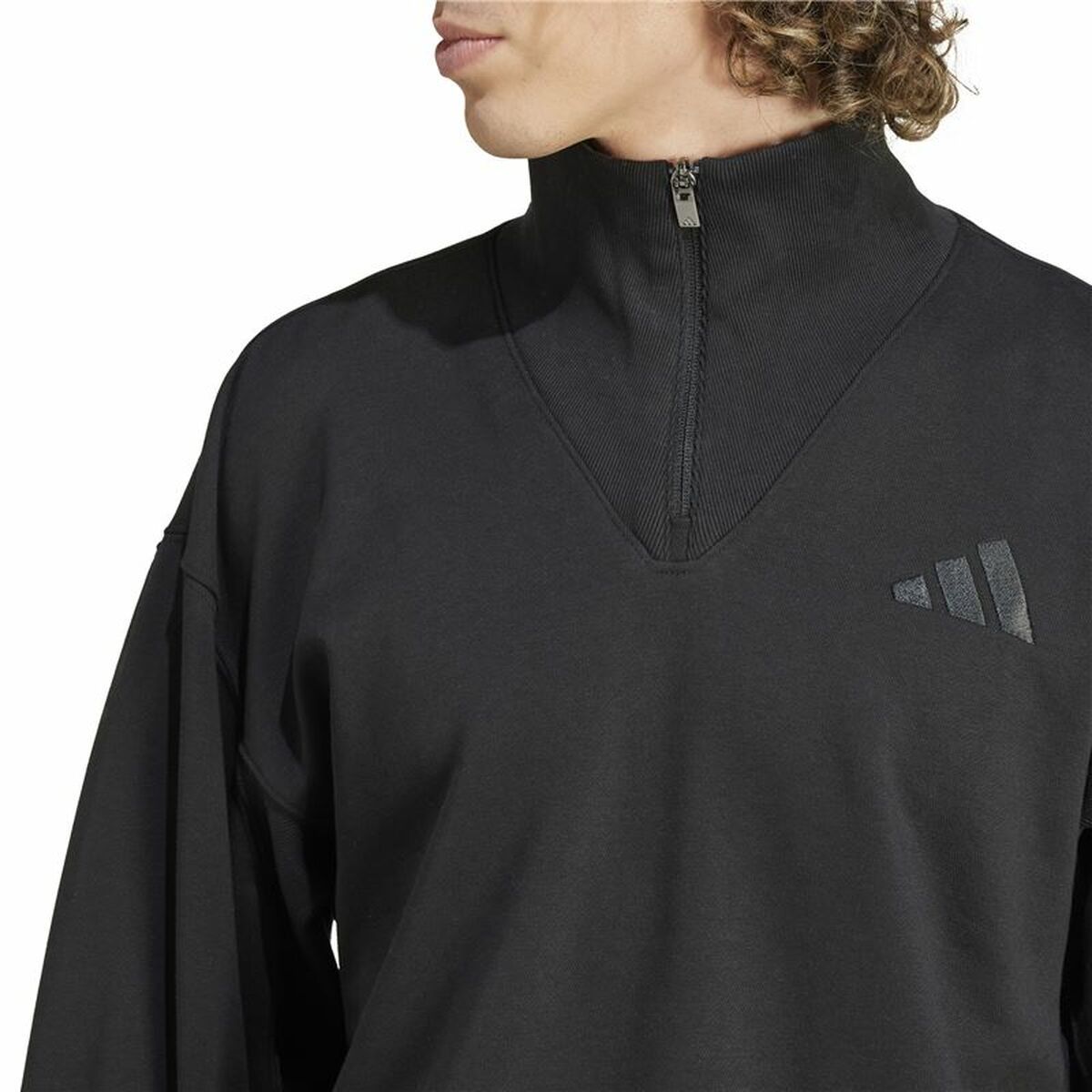 Men’s Sweatshirt without Hood Adidas All Szn Fleece 1/4 Zip Crew Black