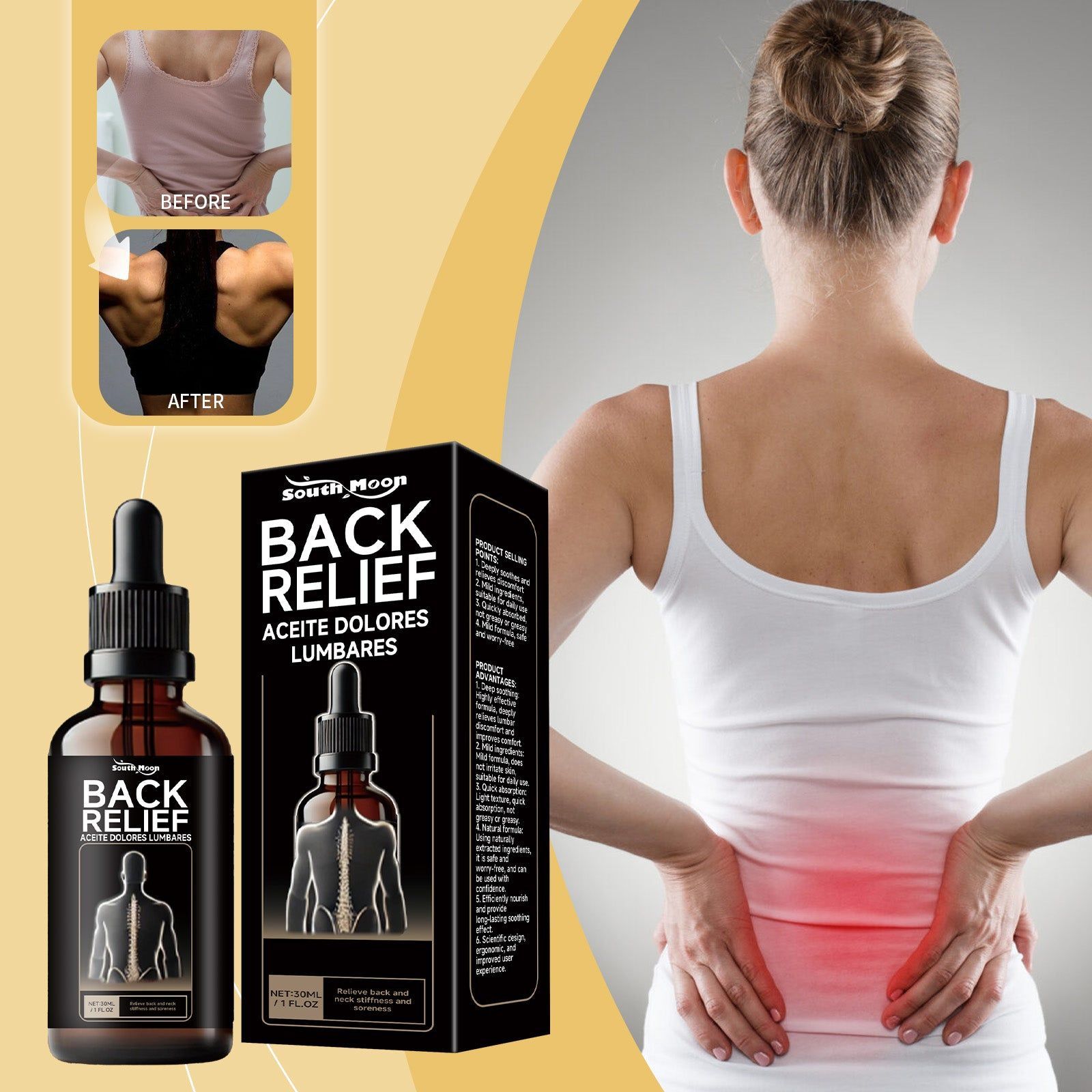 Back Care Essence, Deep Relief, Gentle Body Care, Daily Massage, Comfort and Nourishment ,30ml