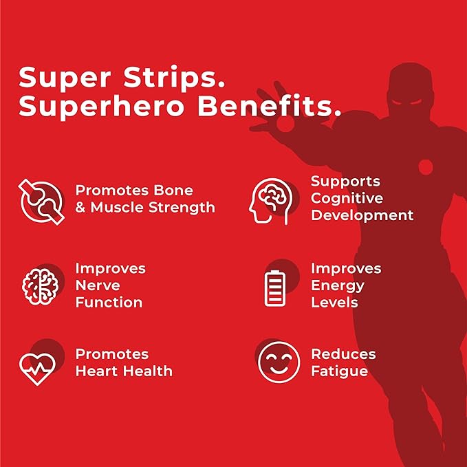 Wellbeing Nutrition Marvel Iron Man Melts| Vitamin B12, D3 & K2 for KidsExotic Mango Flavor (30 Oral Strips)