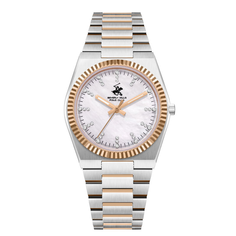 Beverly Hills Polo Club Women's Mother of Pearl Dial Watch, Rose Gold Stainless Steel Bracelet, BP3862X.520