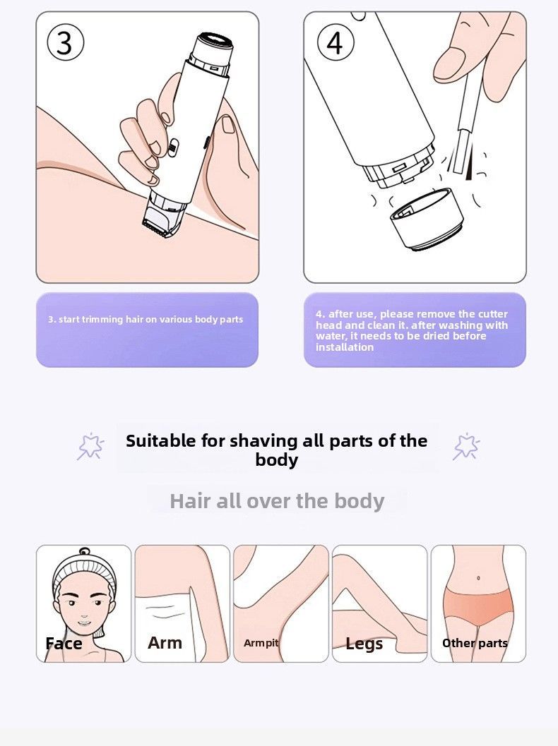 Dual-Head Women's Body Hair Trimmer